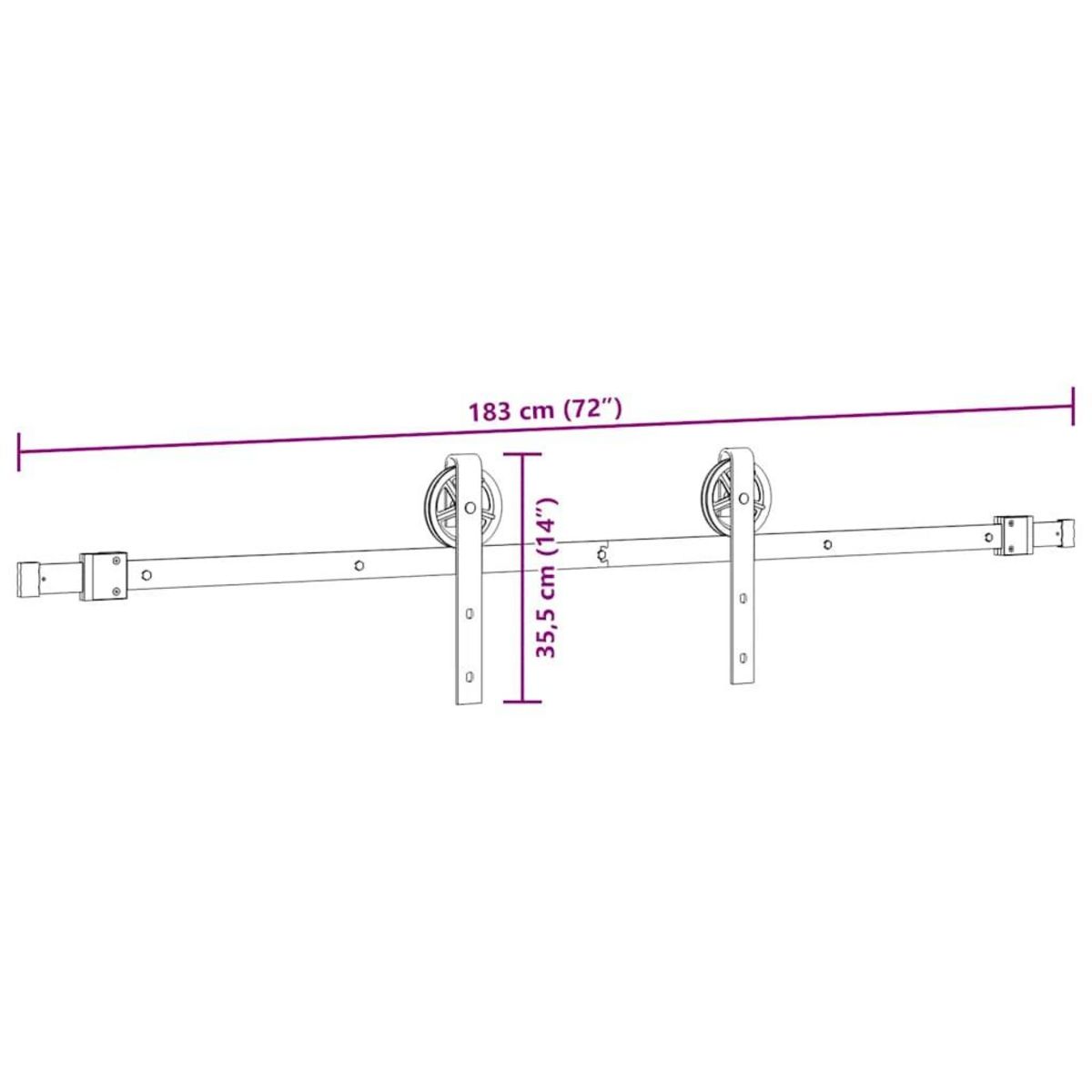 VIDAXL Kit de quincaillerie de porte coulissante 183 cm Acier Noir