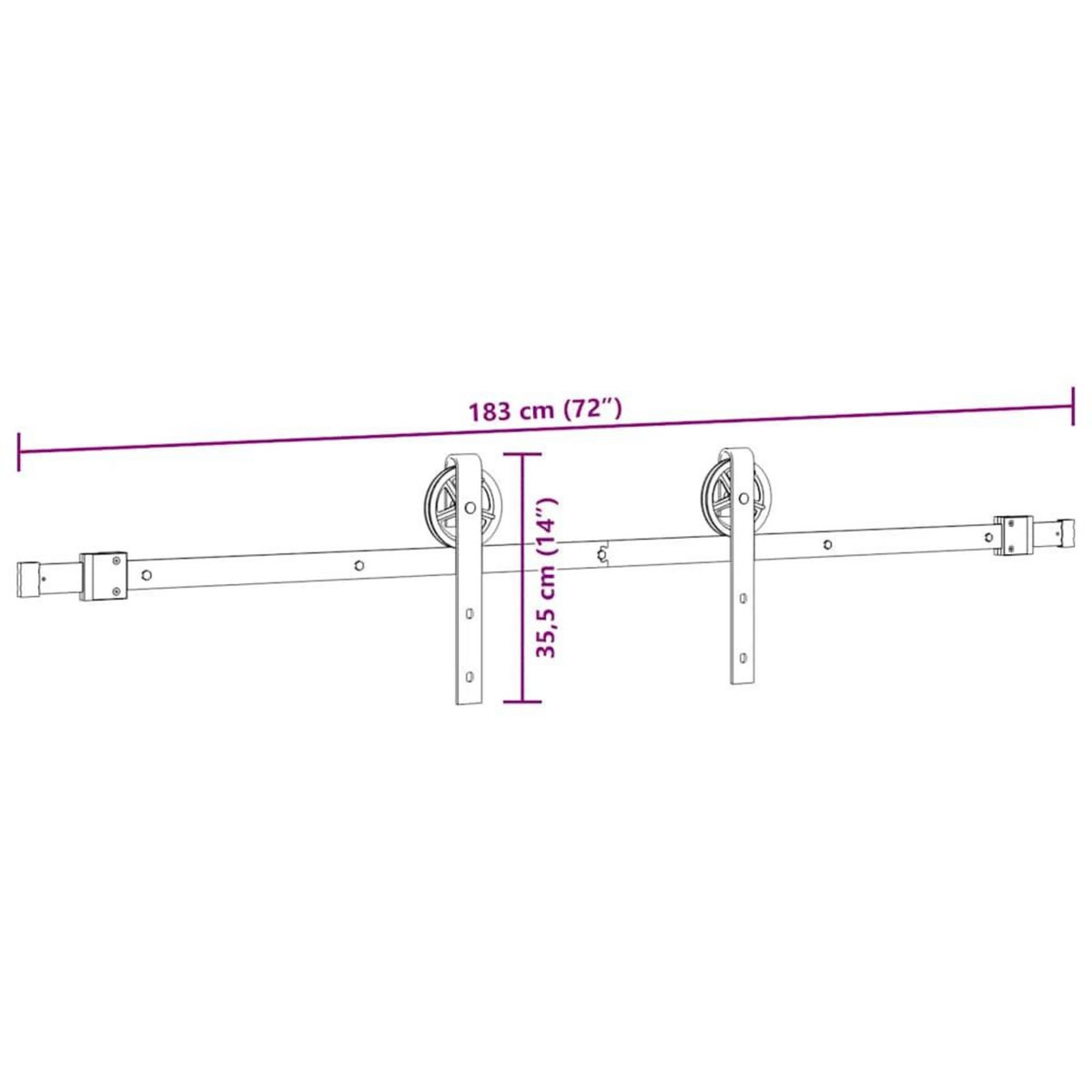 VIDAXL Kit de quincaillerie de porte coulissante 183 cm Acier Noir