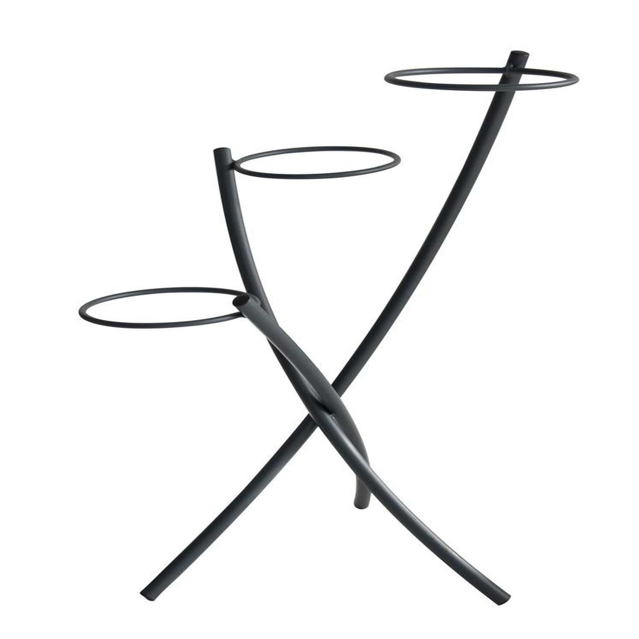 CENTRALE BRICO Porte plantes tube rond20 3 pots anthracite h. 77 pour pot 20 cm - acier époxy
