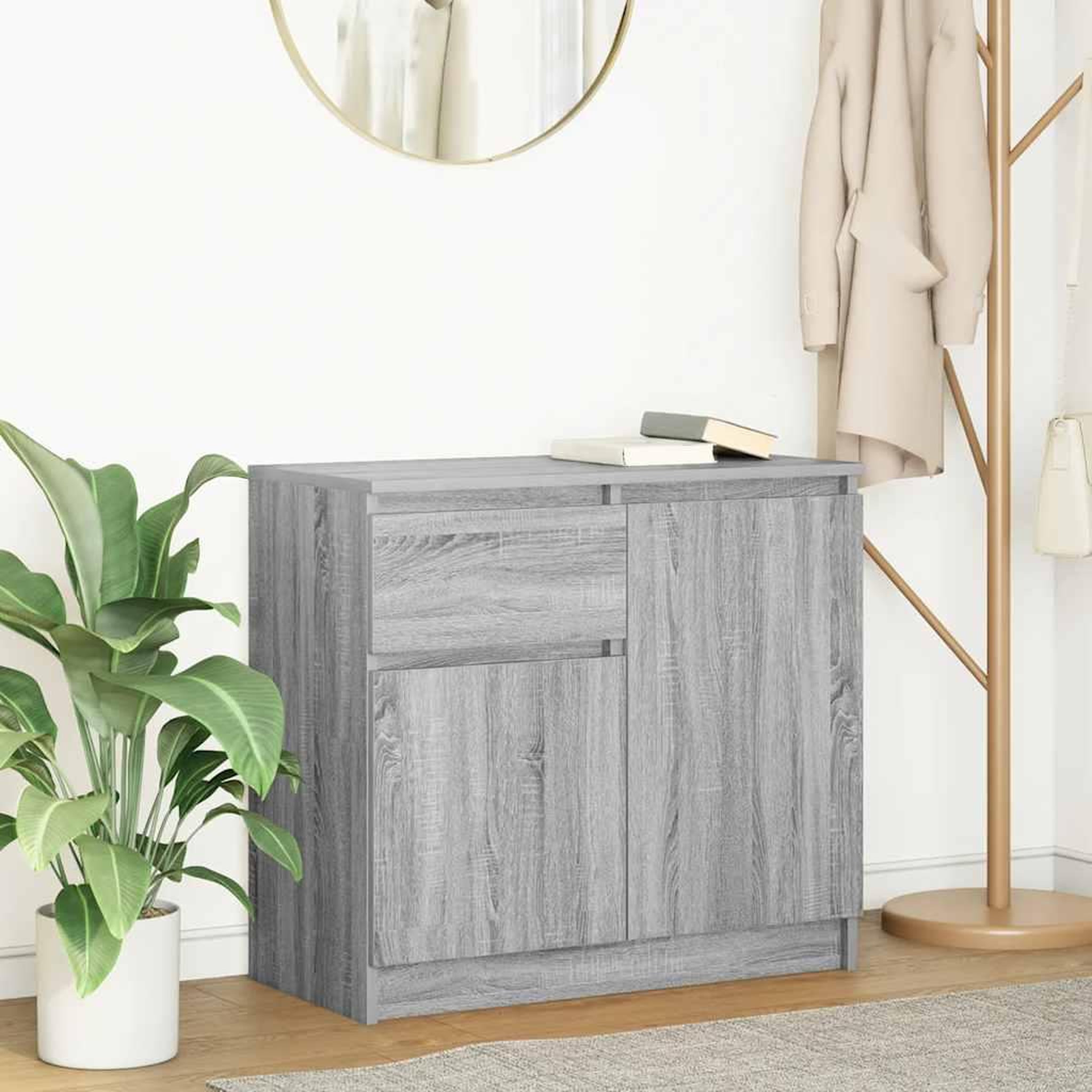 VIDAXL Buffet avec tiroir sonoma gris 71x35x65 cm bois d'ingenierie