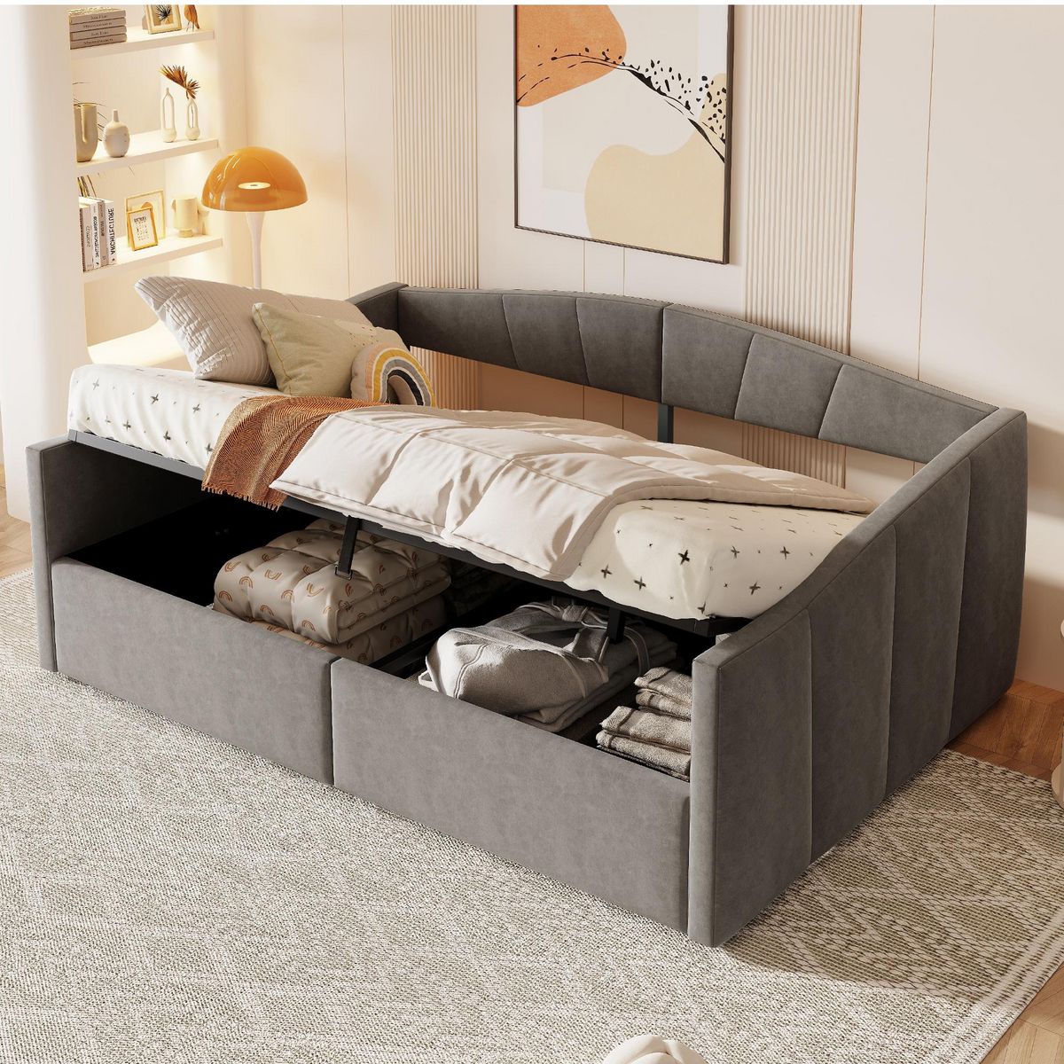 MERAX Lit coffre rembourré