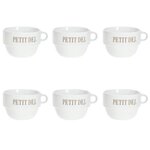 SECRET DE GOURMET Lot de 6 Tasses en Faïence  Coloroma  62cl Blanc