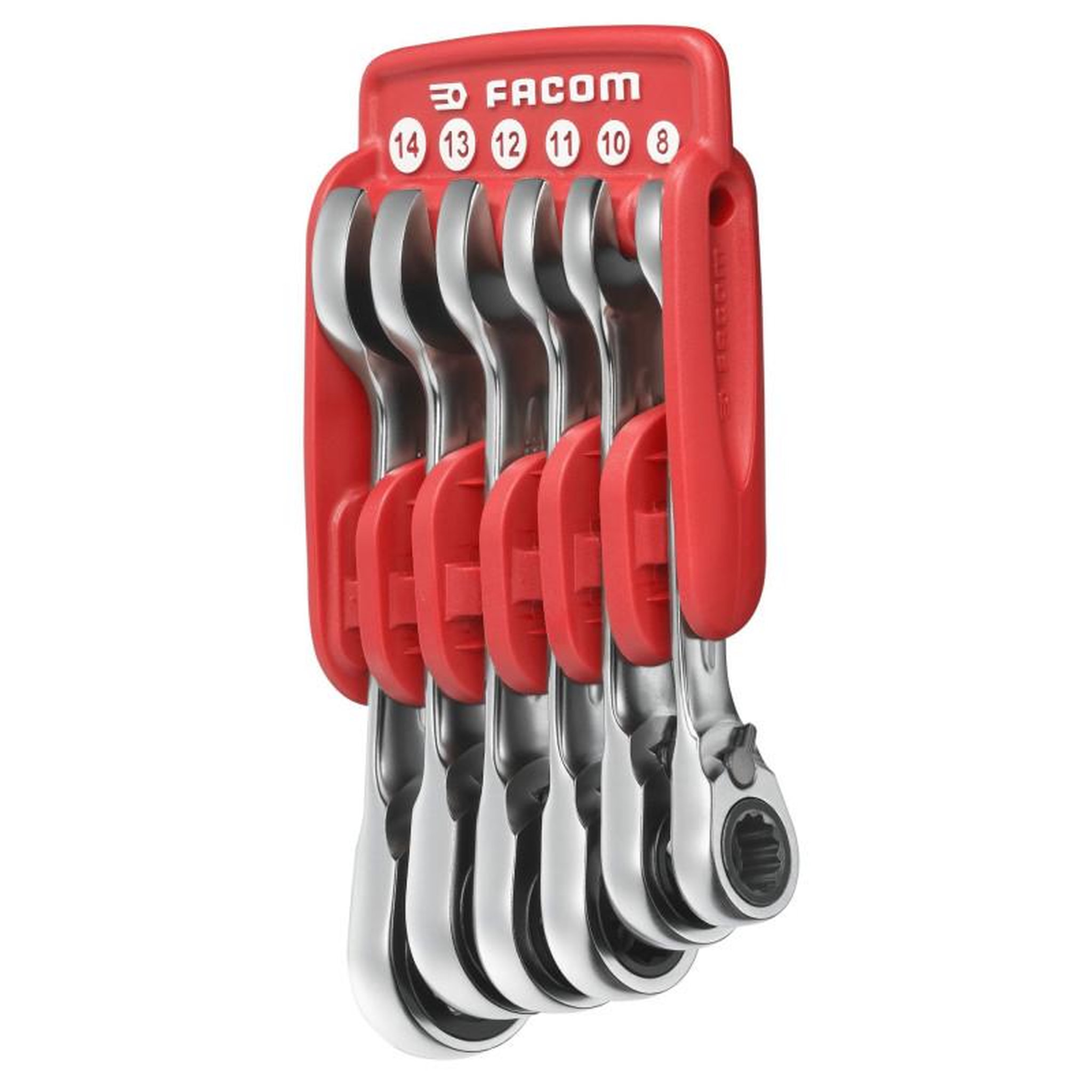 FACOM Jeu de 10 clés mixtes à cliquet courtes sur étui portatif FACOM 467BS.JP10PB