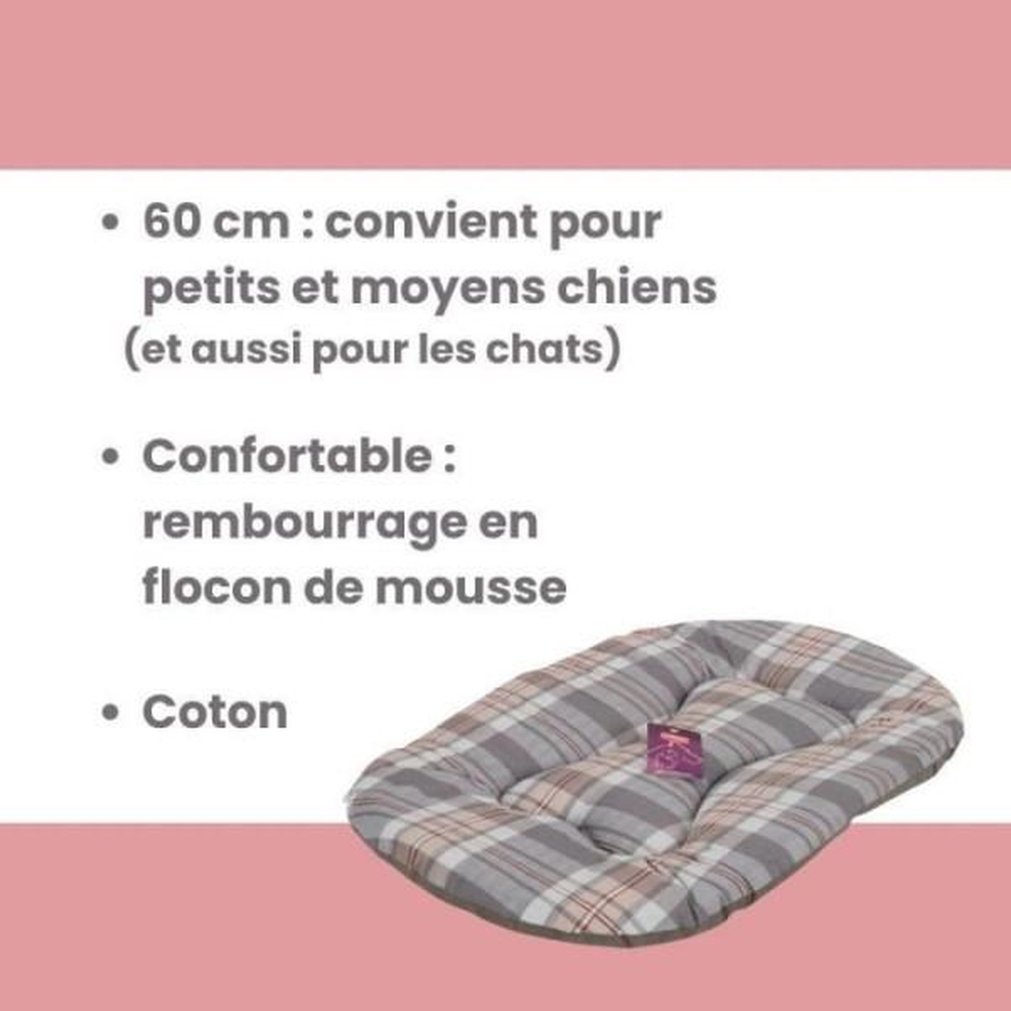 Voir la diapositive 3 : MARKET24 Couchage pour chien - TYROL - Coussin Oval Toronto - 60 x 40 x 3 cm
