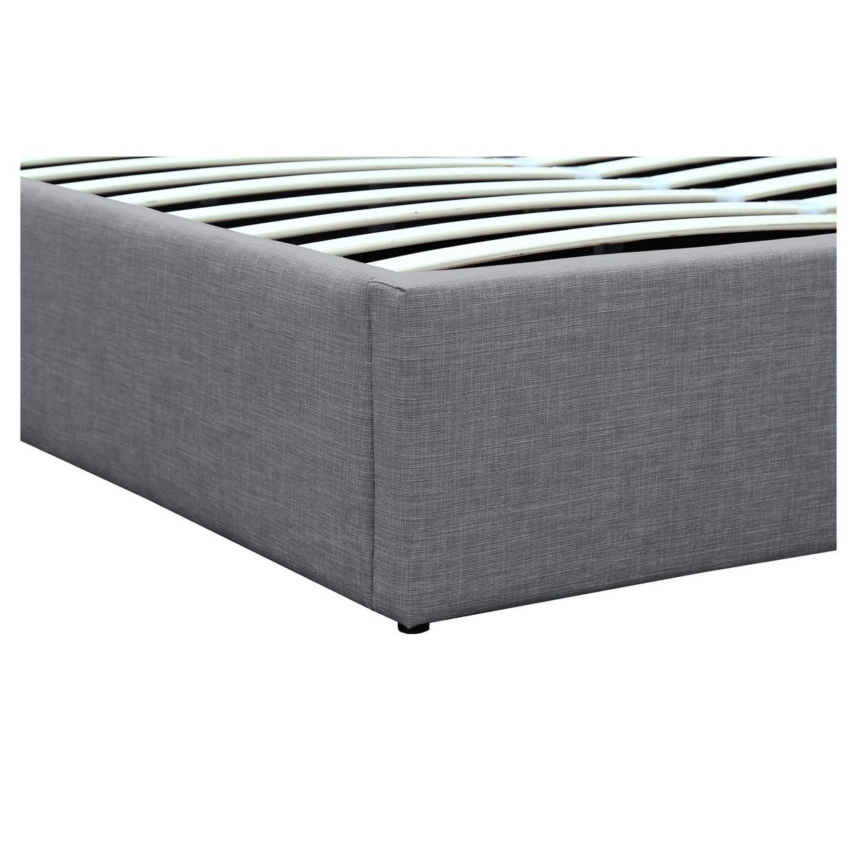 Lit coffre avec sommier relevable et tête de lit effet coussins en tissu gris foncé 140x200 cm EMMANUEL