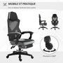 Voir la diapositive 6 : HOMCOM Fauteuil gaming chaise gamer dossier et hauteur réglable roulettes pivotantes repose-pied tissu maille gris noir