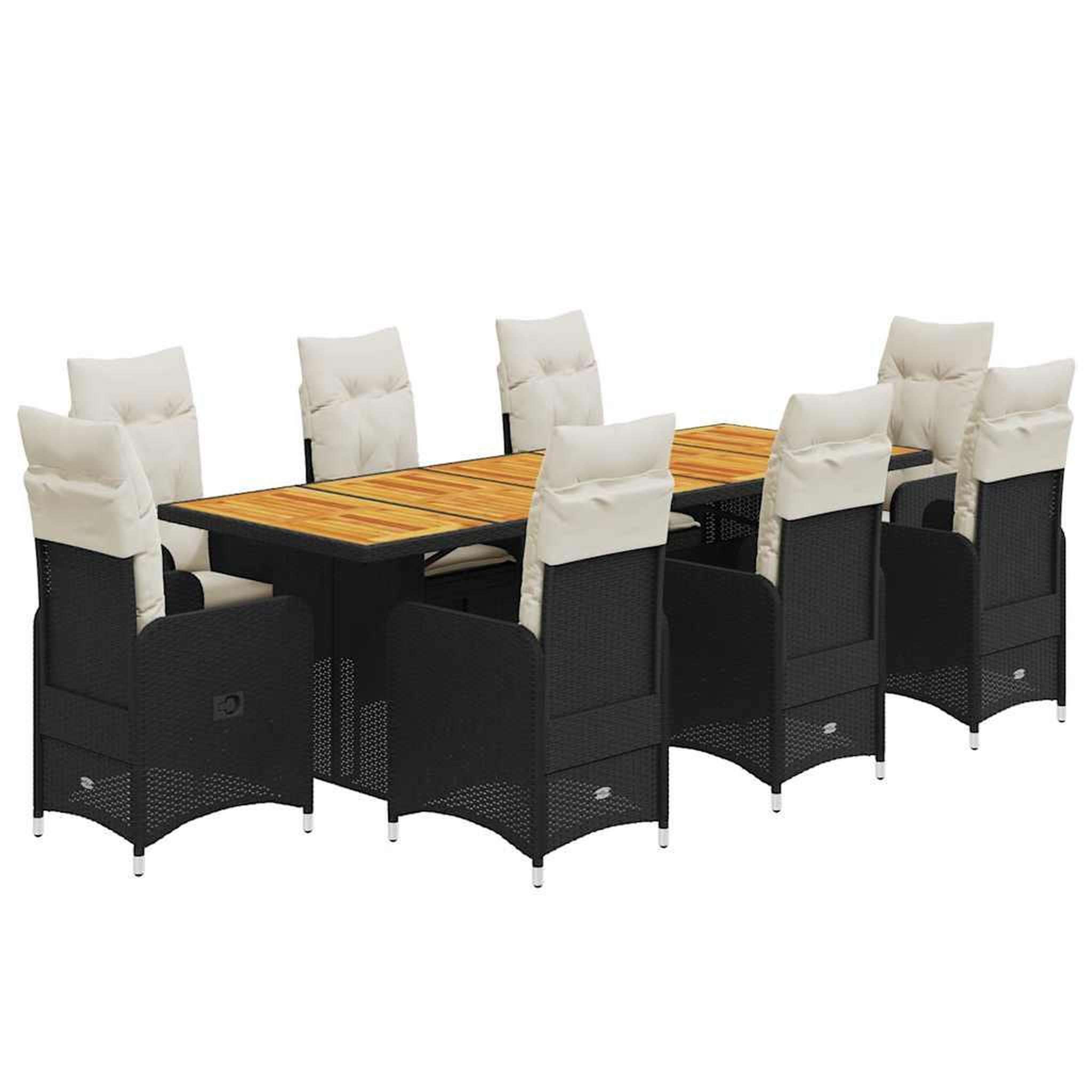 Voir la diapositive 2 : VIDAXL Ensemble de bistro de jardin 9 pcs coussins noir poly rotin