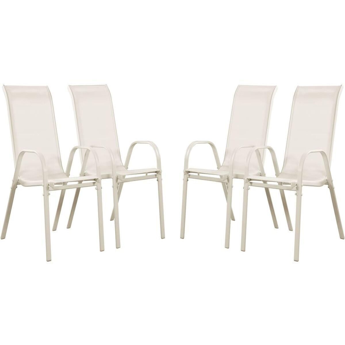 Habitat et Jardin Fauteuil jardin Textilène  Cordoba  - Phoenix - Écru - Lot de 4