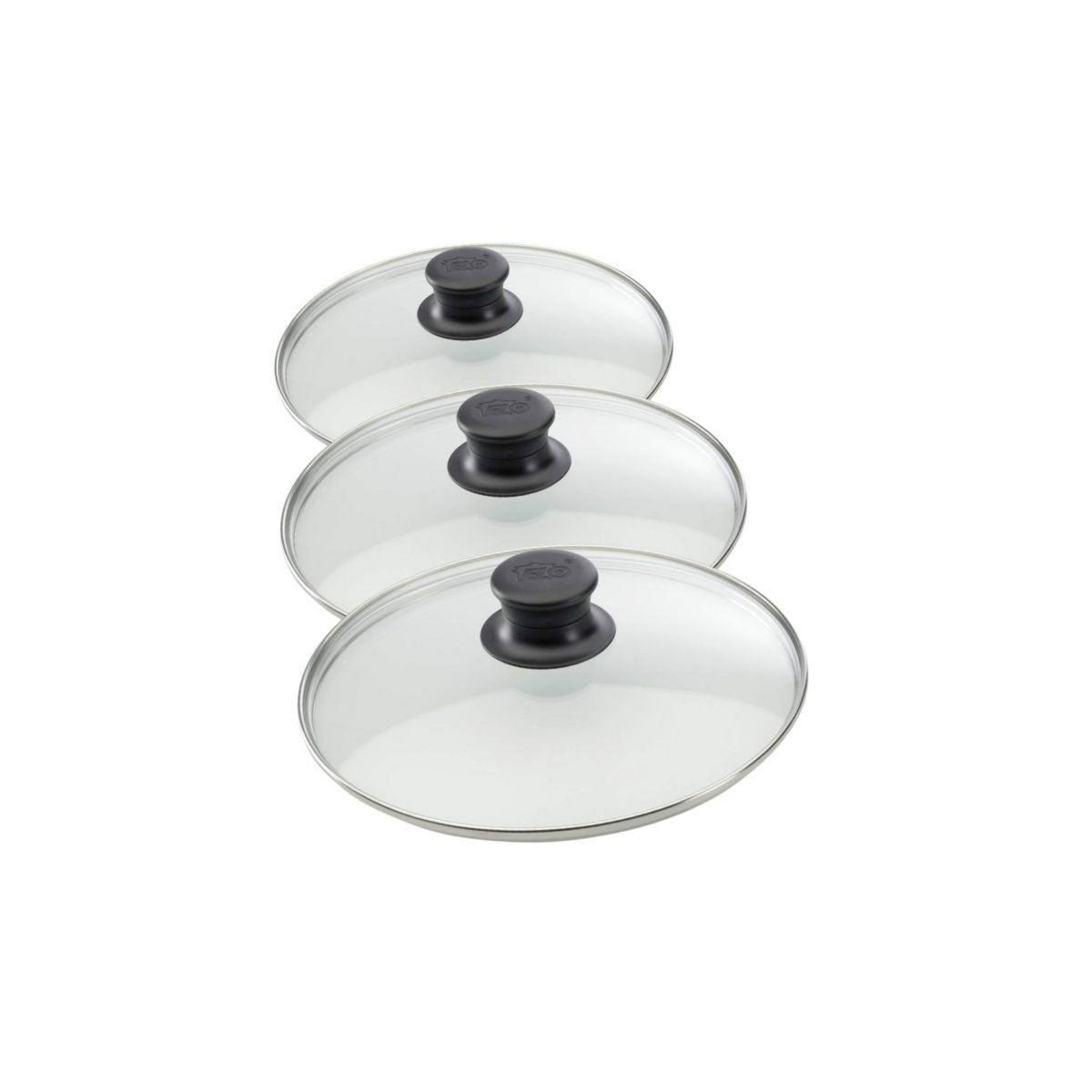 ELO Set de 3 couvercles de cuisson en verre 20 cm 24 cm et 28 cm Elo