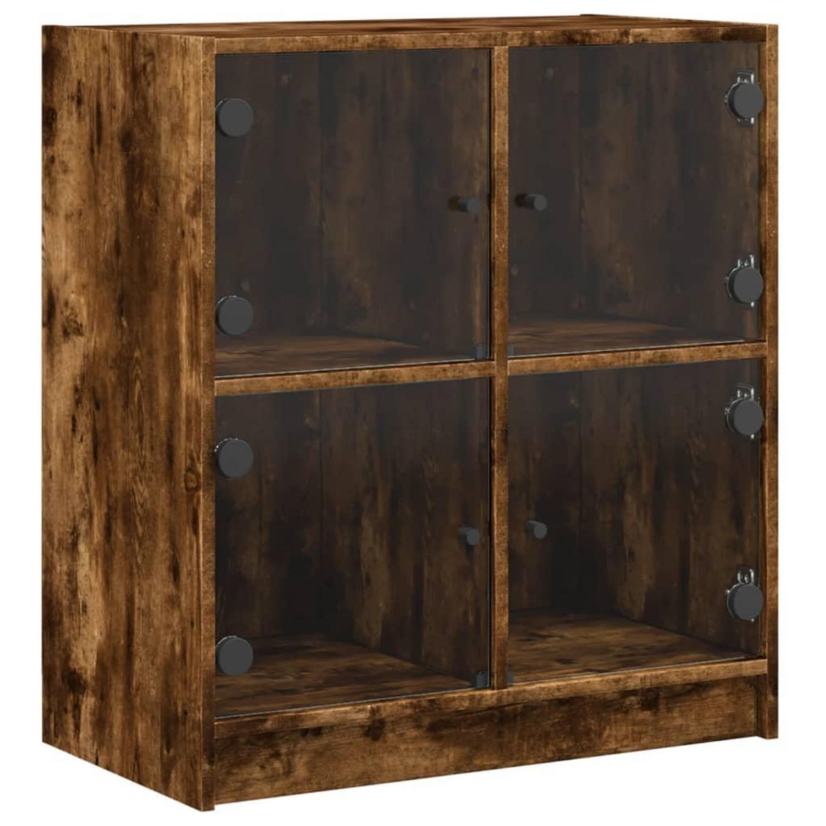 VIDAXL Armoire laterale avec portes en verre chene fume 68x37x75,5 cm
