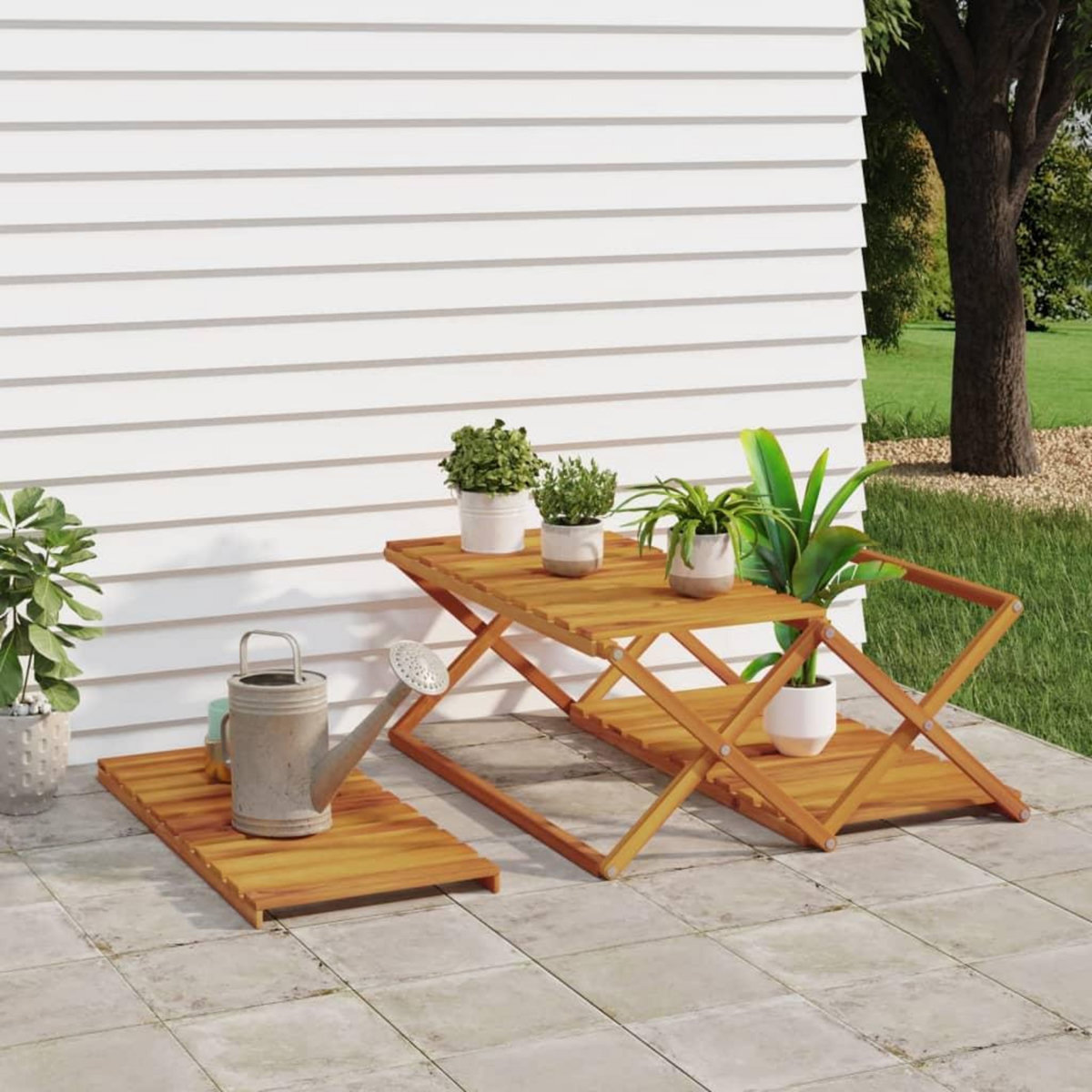 VIDAXL Etagere pliable a 3 niveaux Marron 70x31x63 cm Bois d'acacia