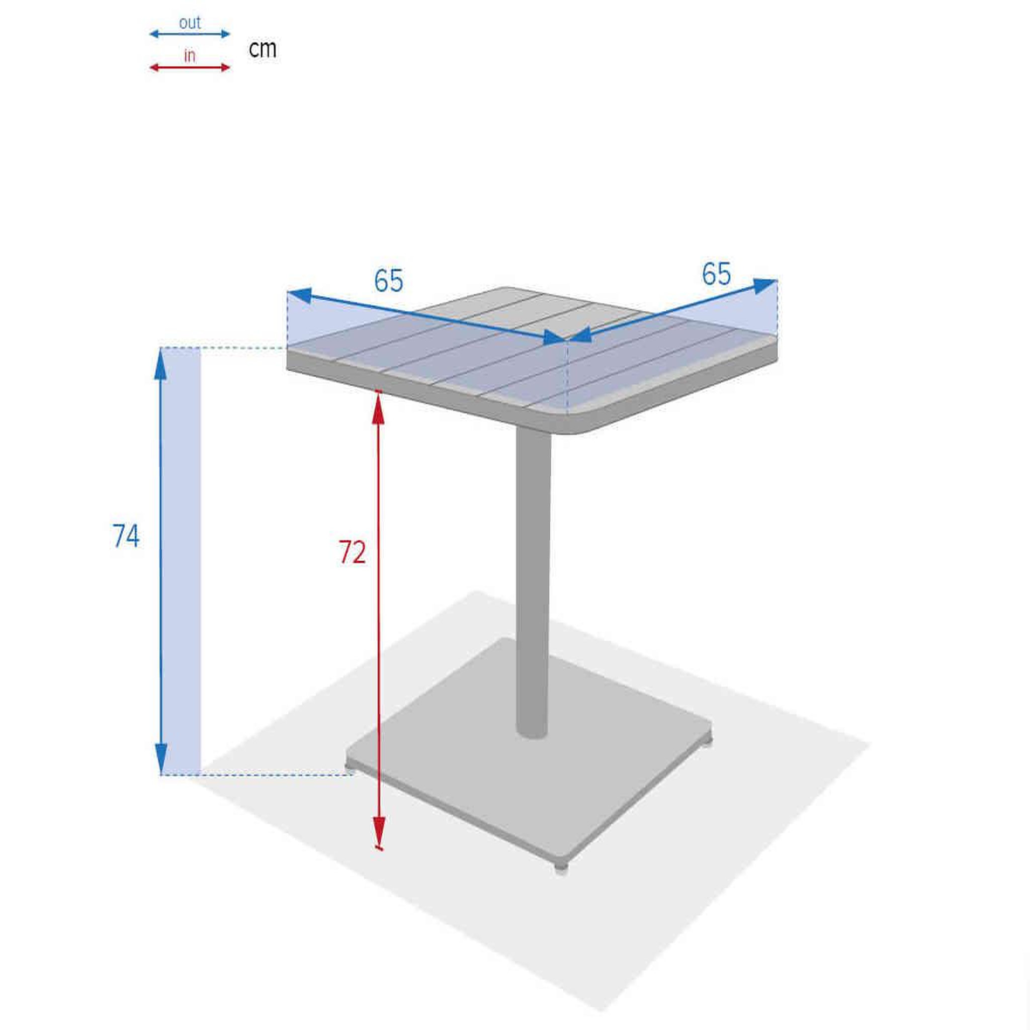 Voir la diapositive 2 : HESPERIDE Table de jardin carrée Phuket Olive 65 x 65 cm - 2 places - Hespéride