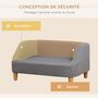 Voir la diapositive 4 : PAWHUT Canapé chien lit pour chien design scandinave déhoussable dim. 75L x 55l x 39H cm pieds bois tissu polyester gris