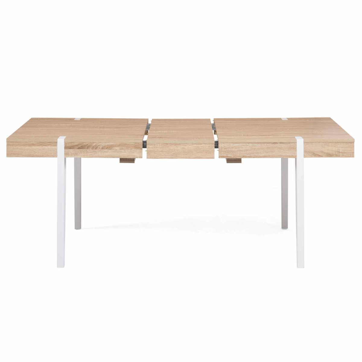ID MARKET Table à manger extensible rectangle AUSTRIA 6-10 personnes bois pied épingle blanc 160-200 cm