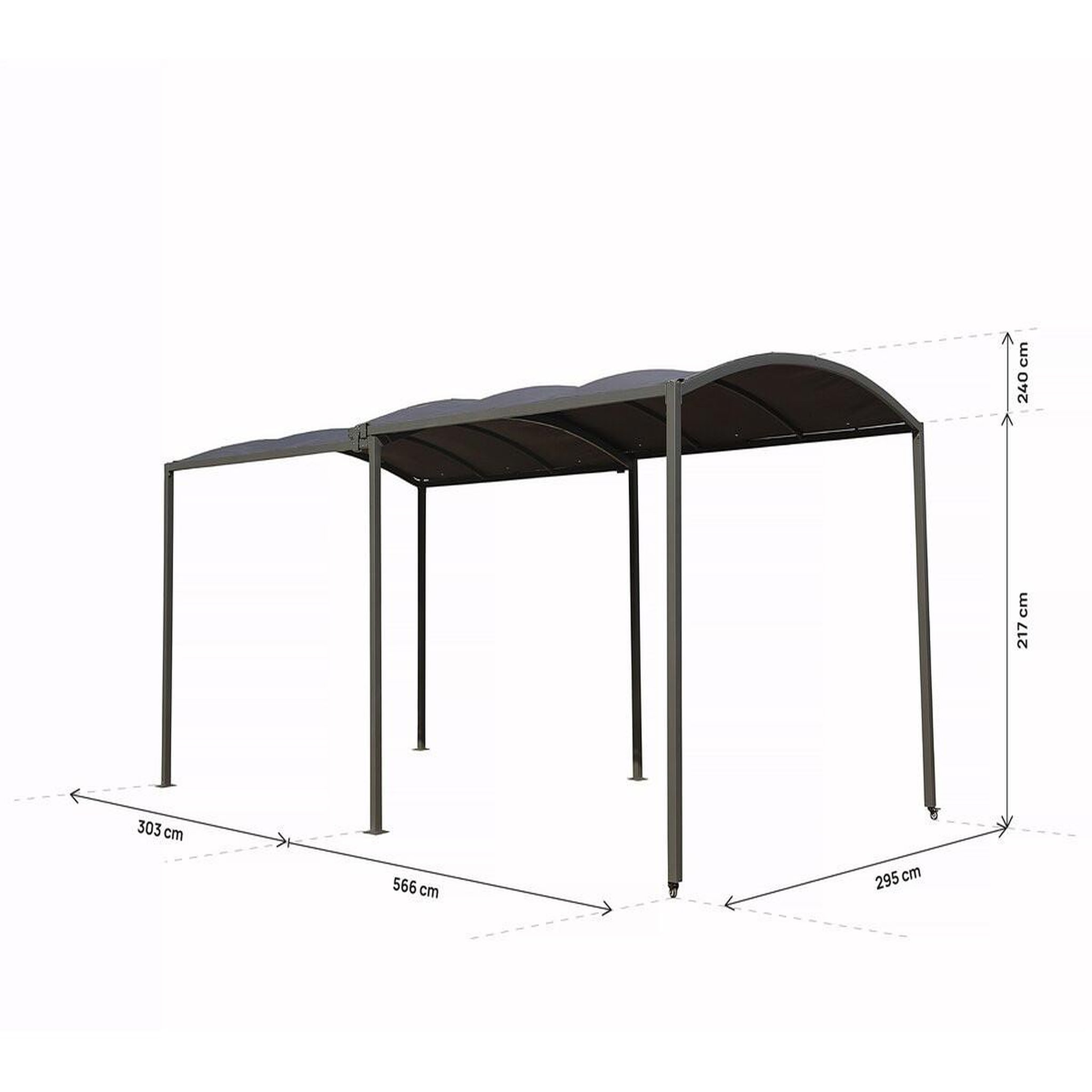 Voir la diapositive 4 : Habitat et Jardin Carport en métal extensible   mathis  - 303/566 x 295 x 240 cm - gris