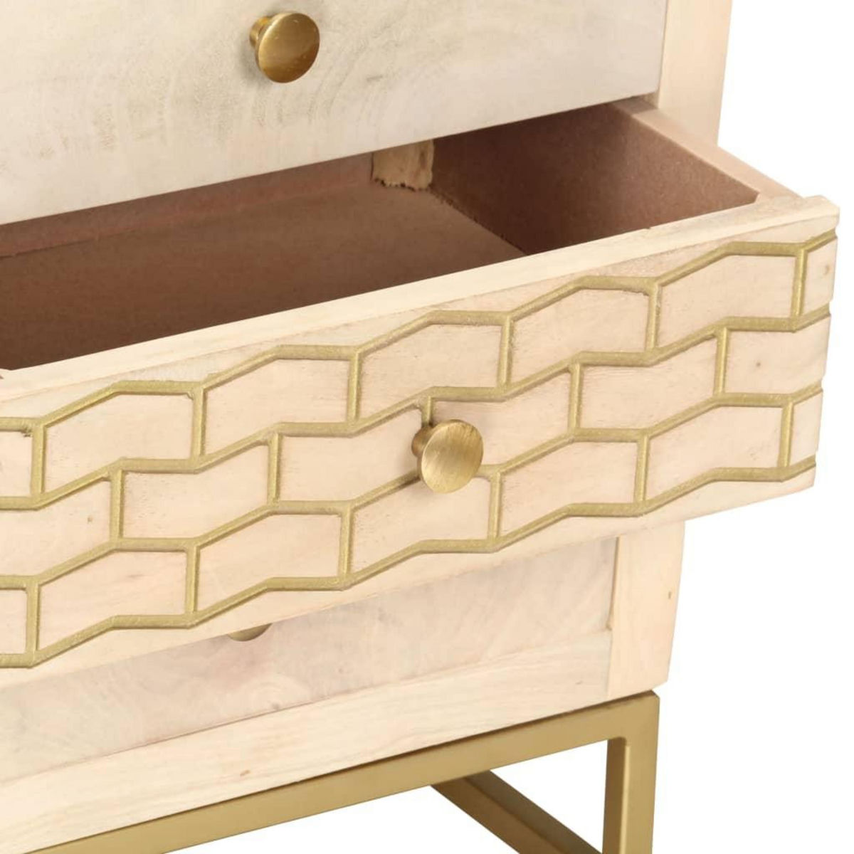 VIDAXL Table de chevet dore 40 x 30 x 50 cm bois de manguier massif