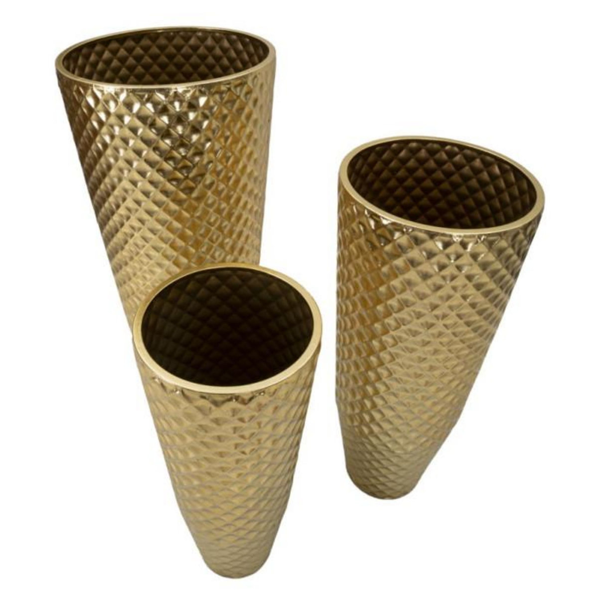 Paris Prix Lot de 3 Vases en Métal  Glotty  110cm Or