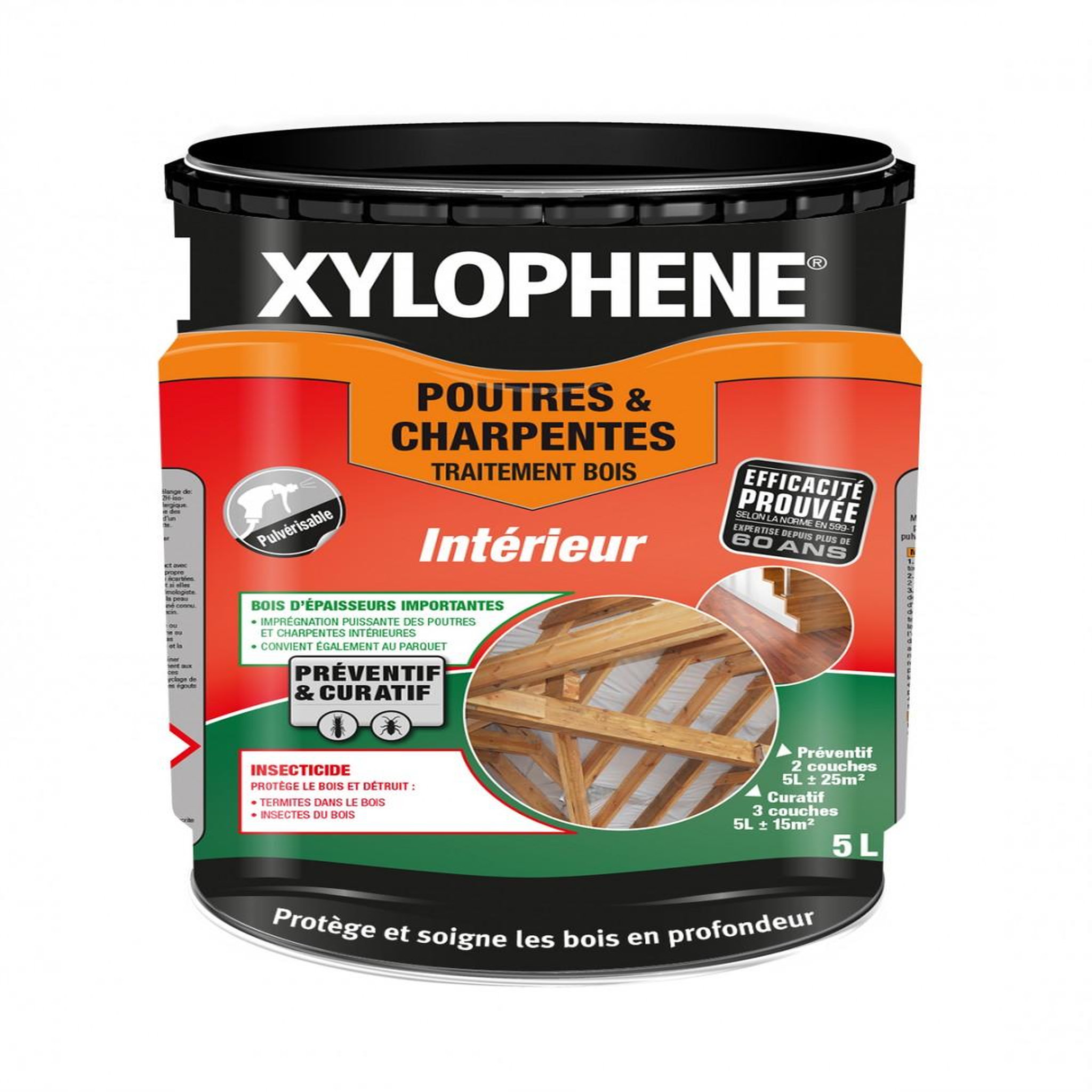 CENTRALE BRICO Traitement du bois poutre et charpente XYLOPHENE 20 ans, 5 l