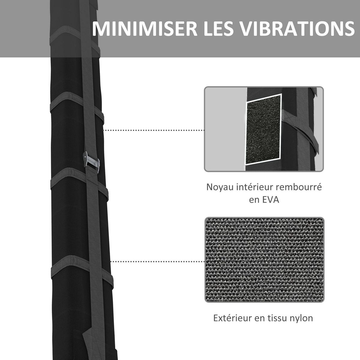 HOMCOM Lot de 2 barres de toit gonflable - adaptable sur la plupart des voitures - charge max. 75 Kg - sangles, sac inclus - EVA nylon noir