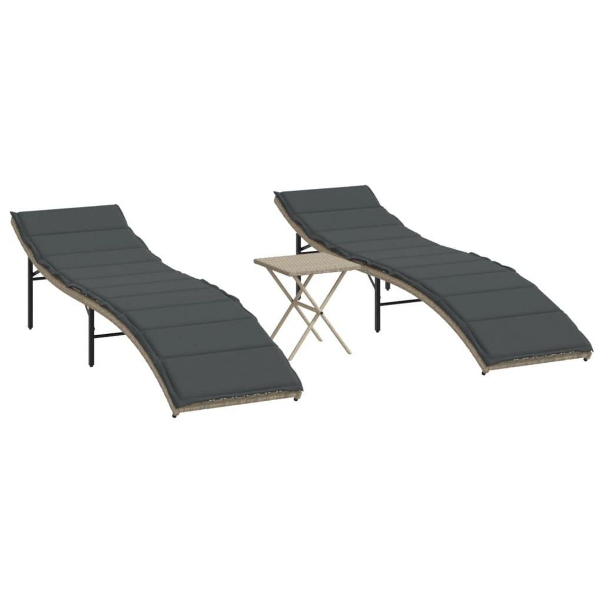 VIDAXL Chaises longues lot de 2 avec table gris clair resine tressee