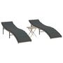 Voir la diapositive 2 : VIDAXL Chaises longues lot de 2 avec table gris clair resine tressee