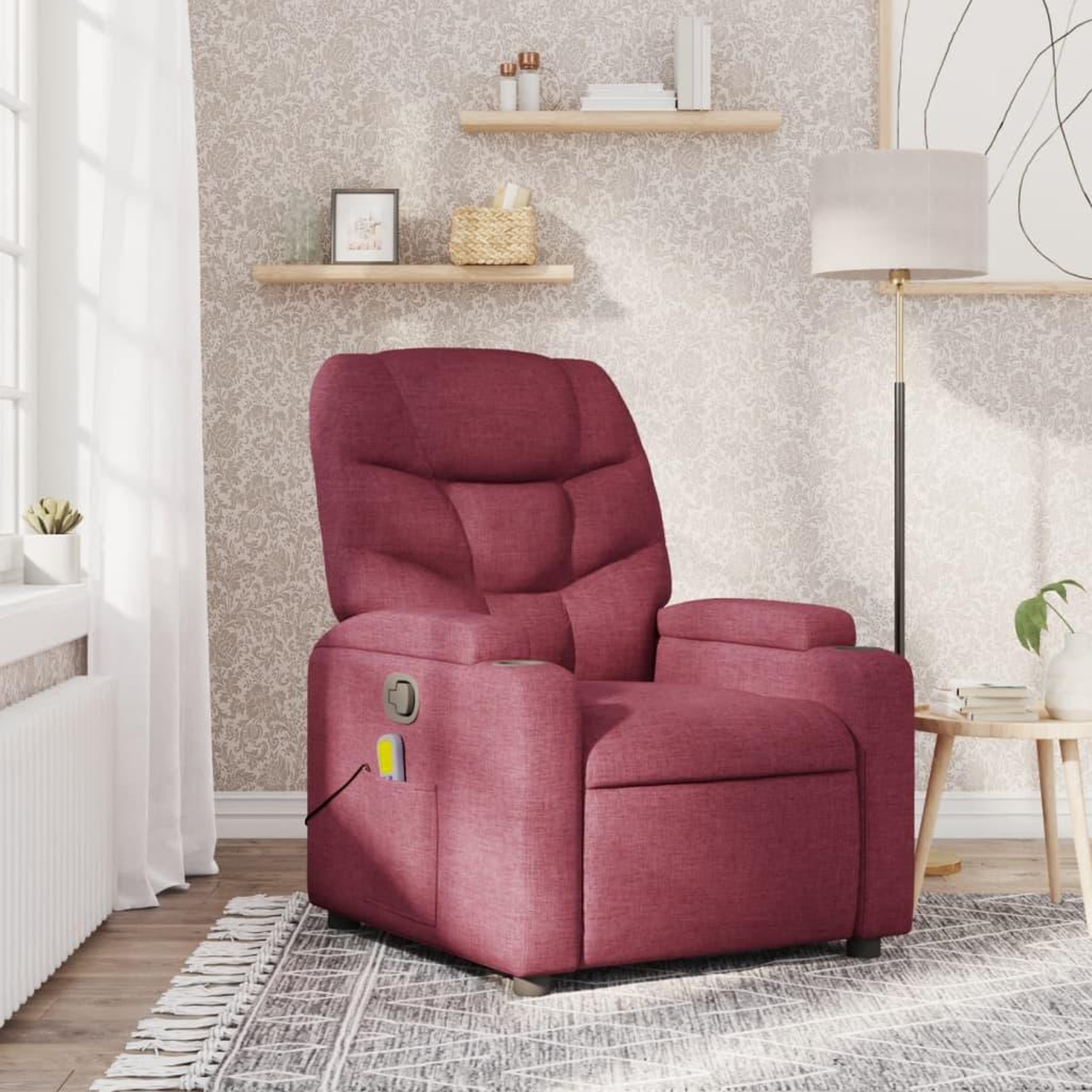 VIDAXL Fauteuil de massage inclinable Rouge bordeaux Tissu