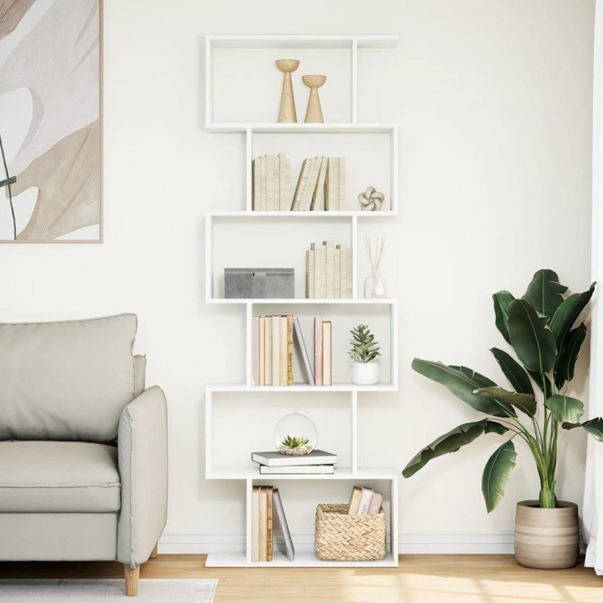 VIDAXL Etagere separatrice de piece a 6 niveaux blanc 70x24x193 cm