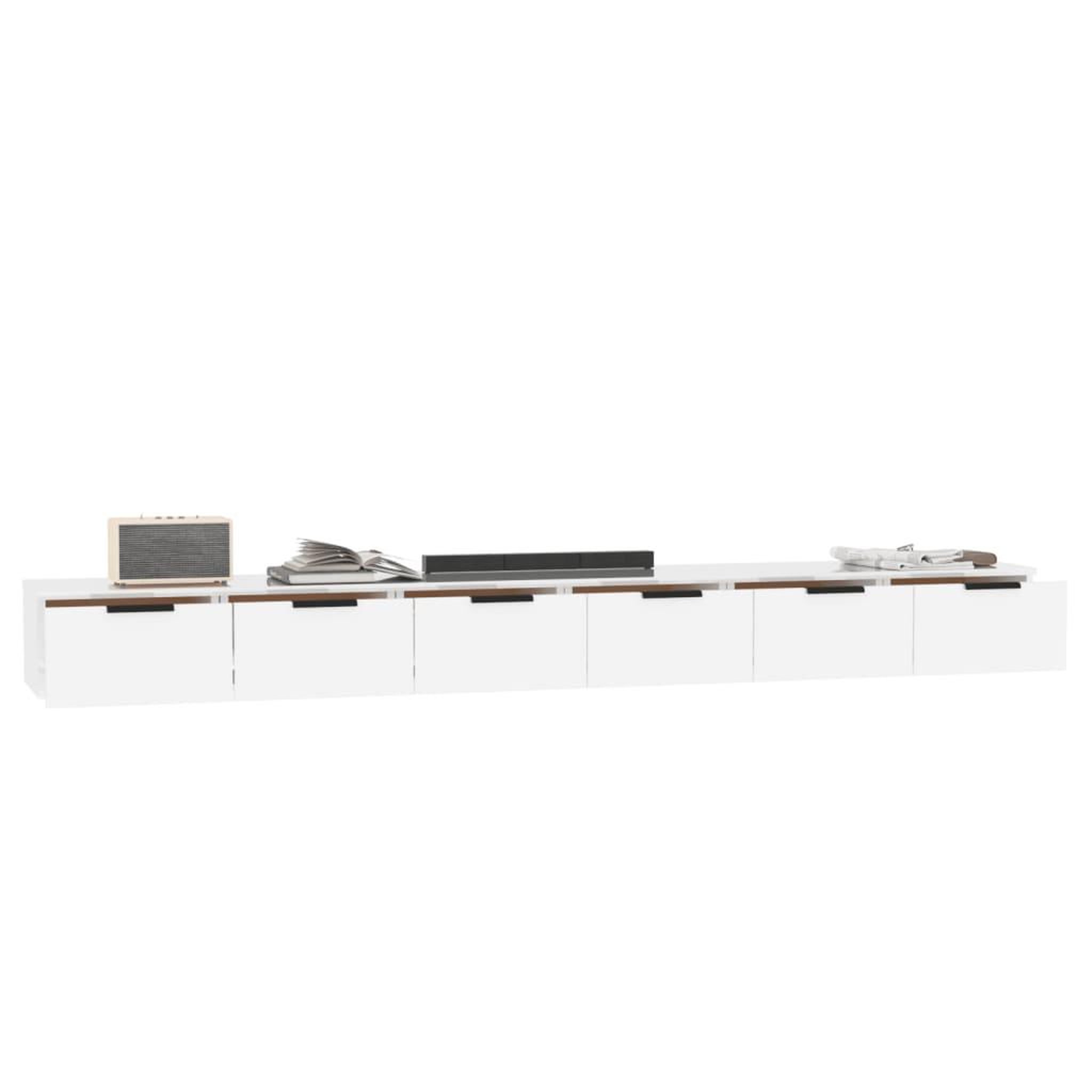 Voir la diapositive 4 : VIDAXL Armoires murales 2 pcs Blanc brillant 102x30x20 cm