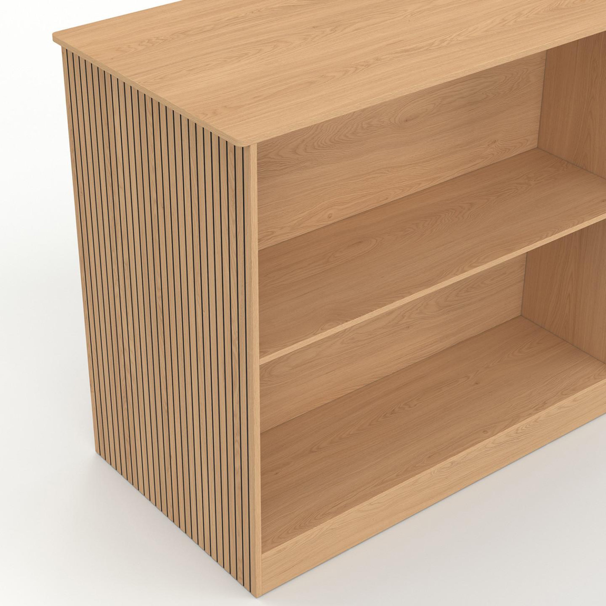 Voir la diapositive 6 : ID MARKET Table de bar îlot JULIETTE effet lattes tasseau de bois coloris chêne