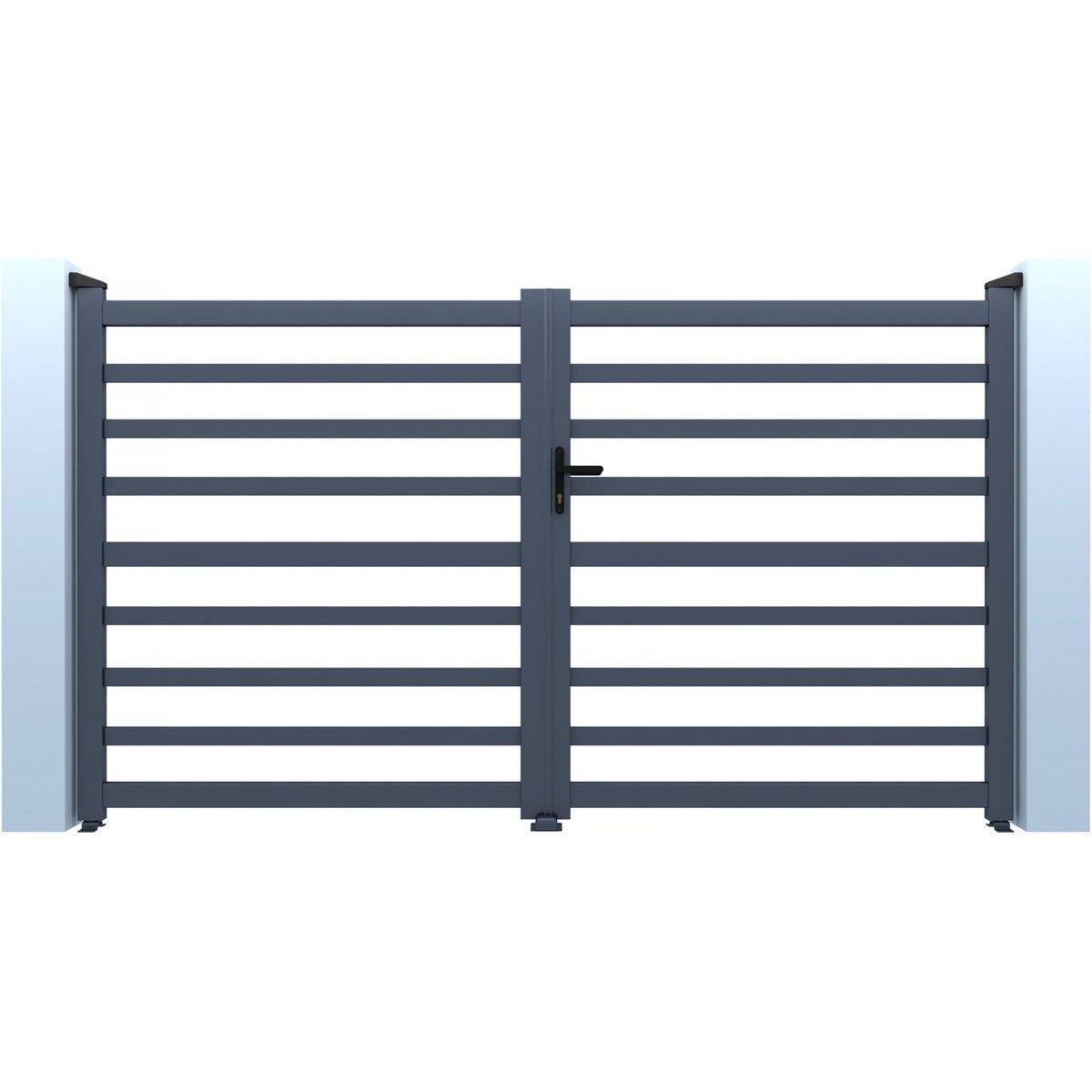 Habitat et Jardin Portail aluminium ajouré  Martin  - 300 x 120 cm - Gris