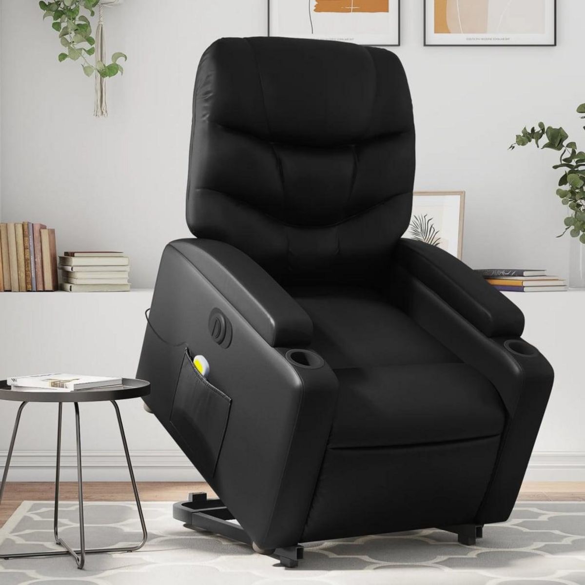 VIDAXL Fauteuil inclinable de massage electrique noir similicuir