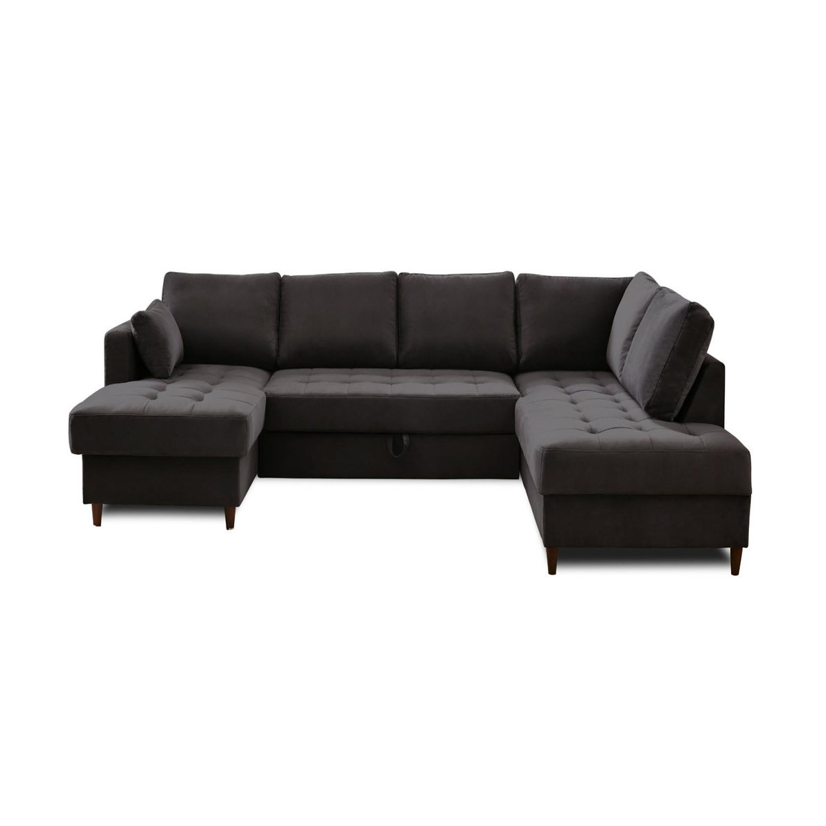 LISA DESIGN Anna - canapé panoramique d'angle droit - 7 places - convertible avec coffre - en velours