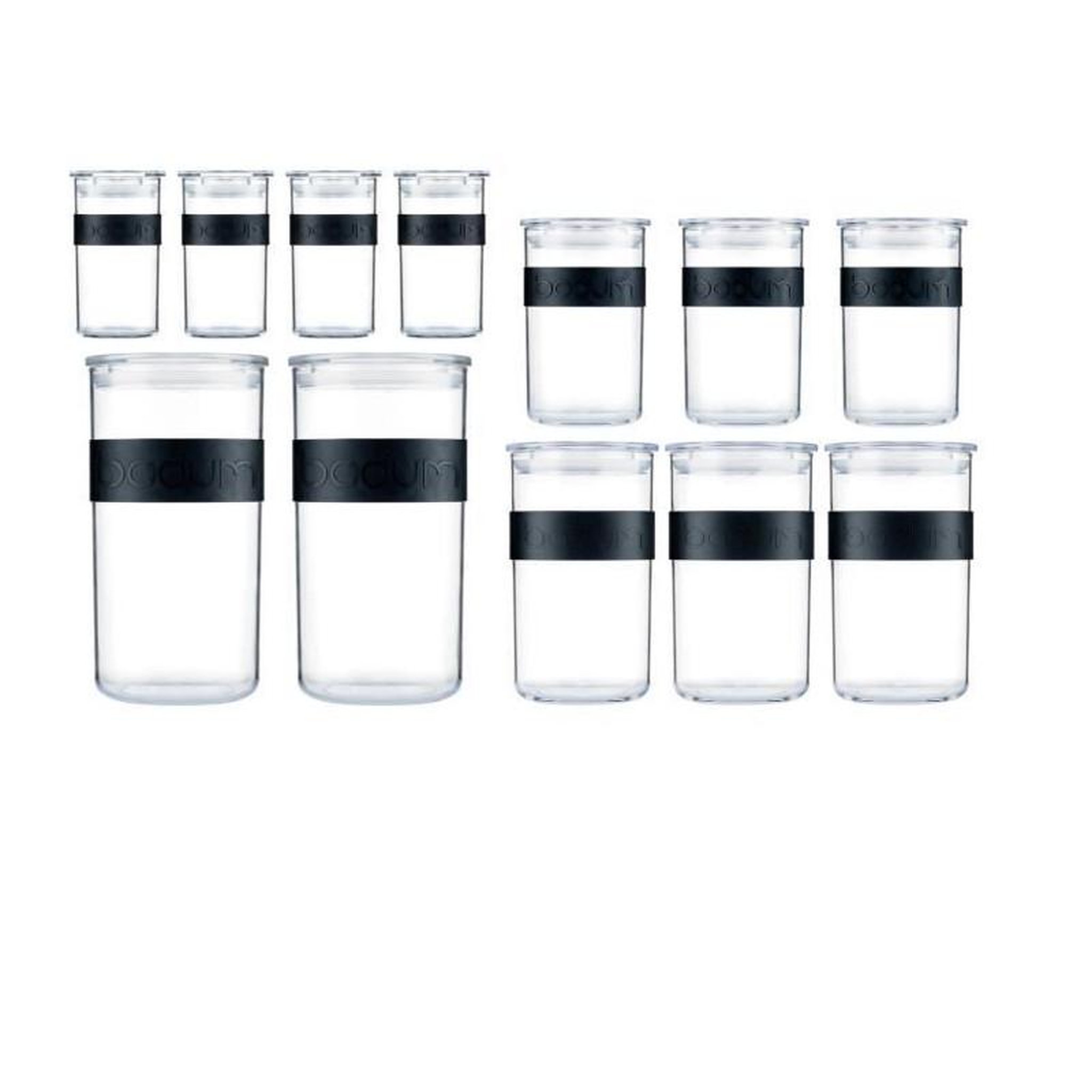 Bodum Bocaux conservation - BODUM - PRESSO SET - 12 bocaux plastique avec couvercle hermétique