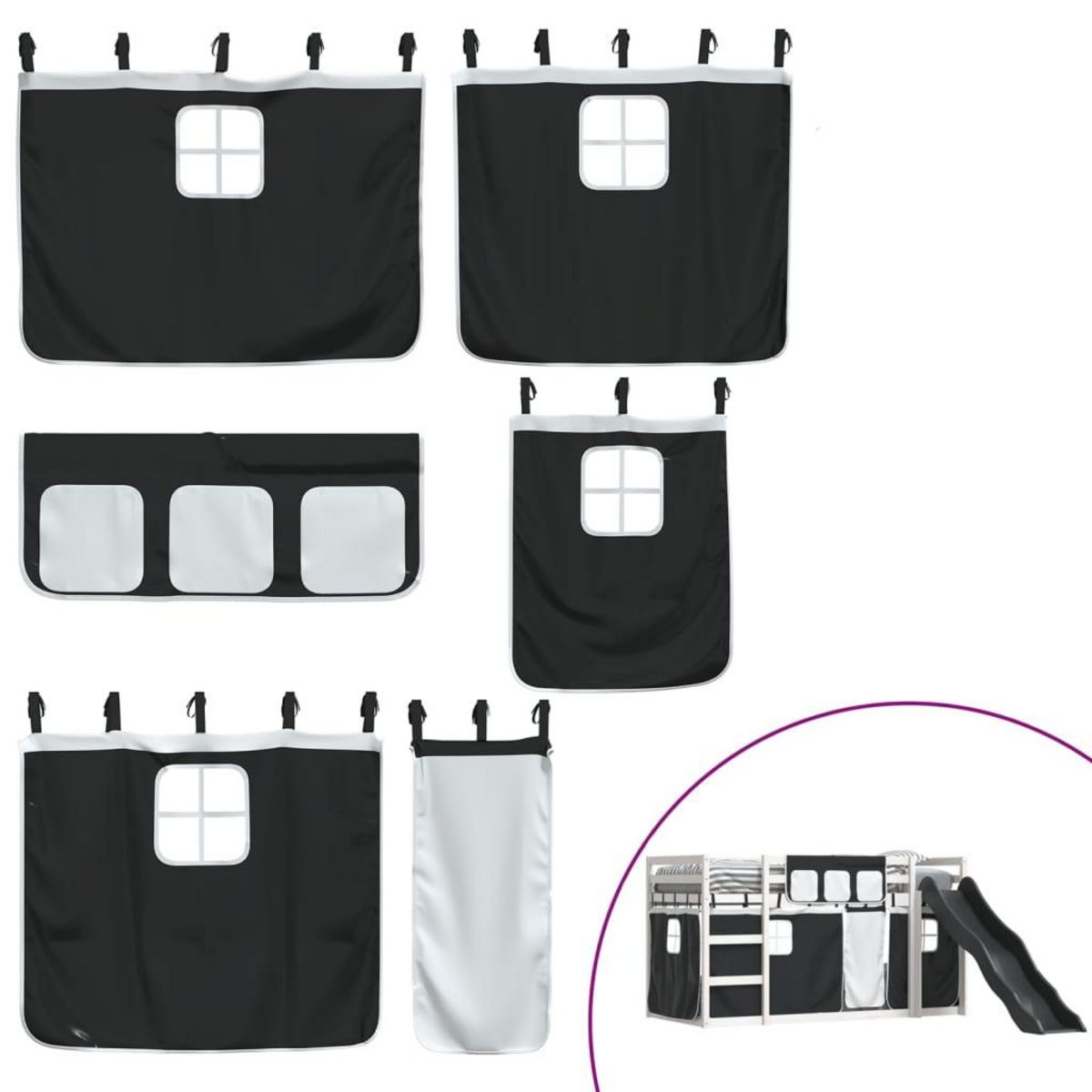 VIDAXL Lit superpose sans matelas avec toboggan blanc noir 90x190 cm