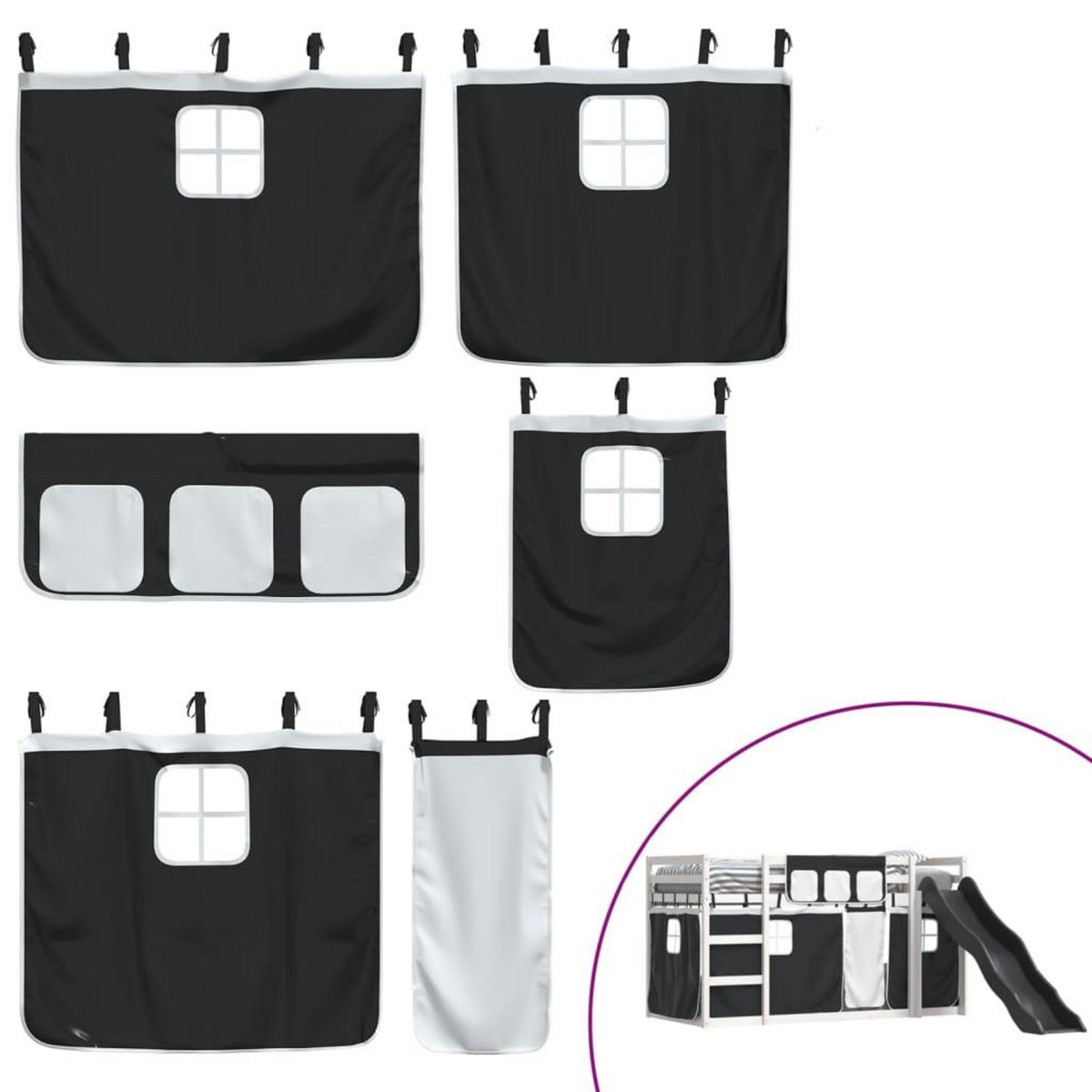 VIDAXL Lit superpose sans matelas avec toboggan blanc noir 90x190 cm