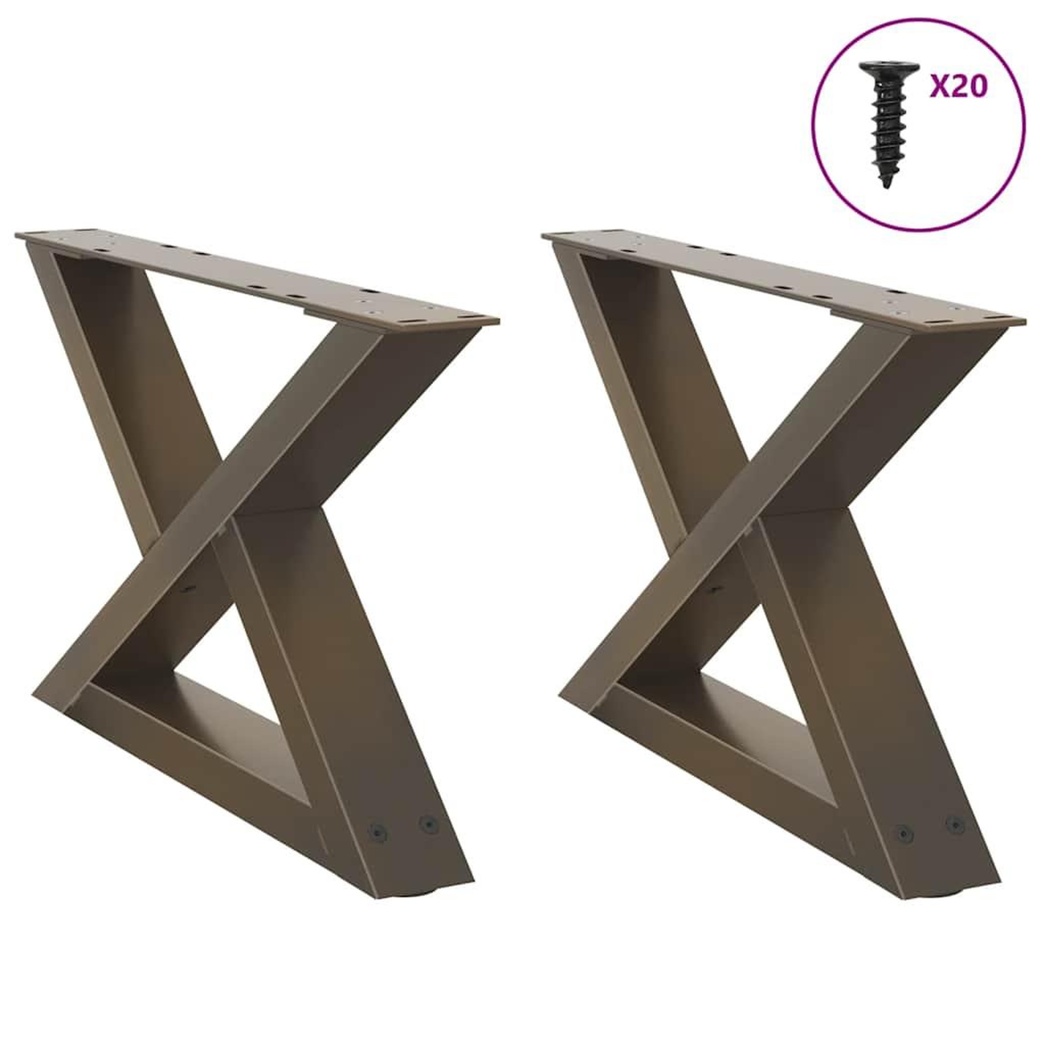 VIDAXL Pieds de table basse 2 pcs acier naturel 60x(30-31,3) cm acier