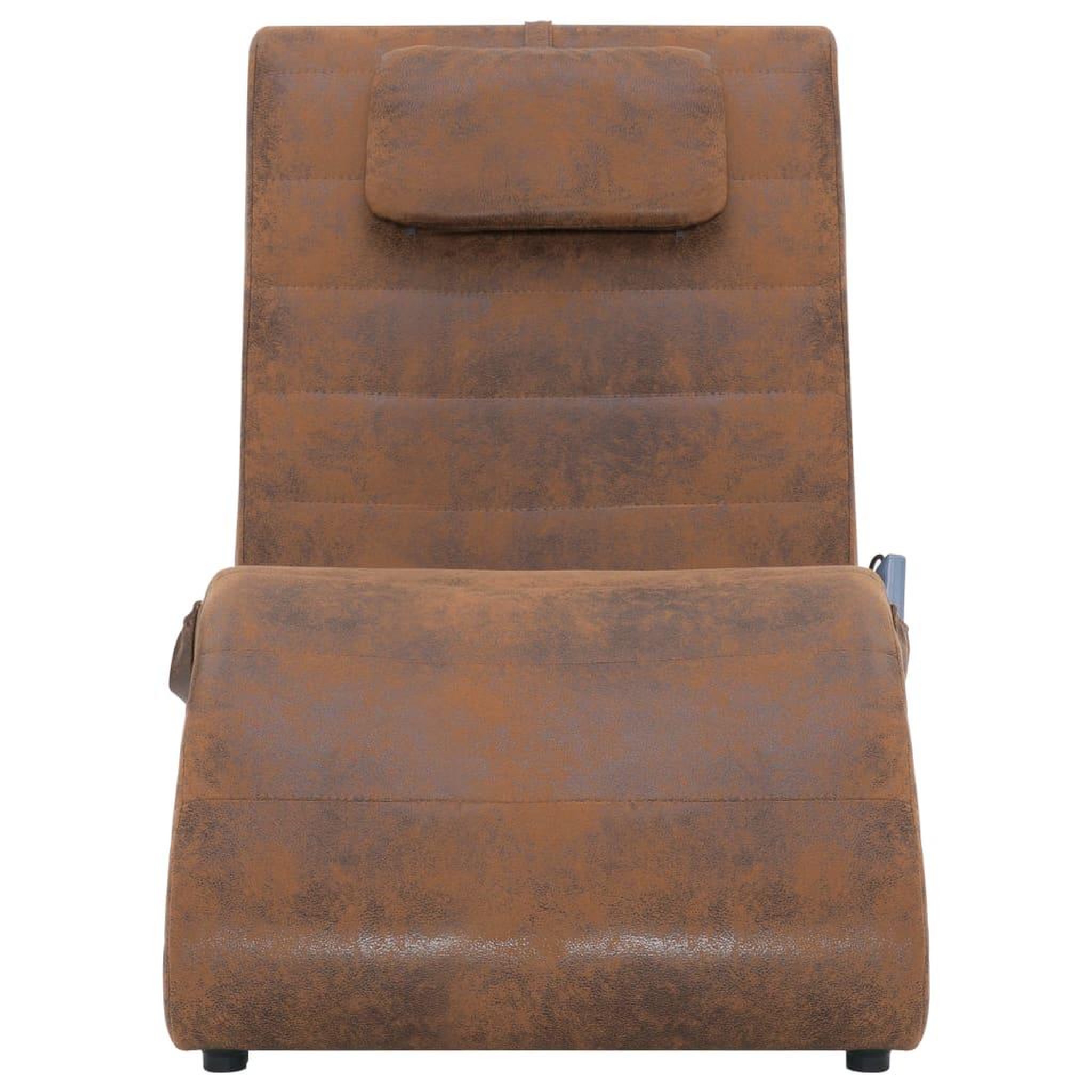 Voir la diapositive 3 : VIDAXL Chaise longue de massage avec oreiller Marron Similicuir daim