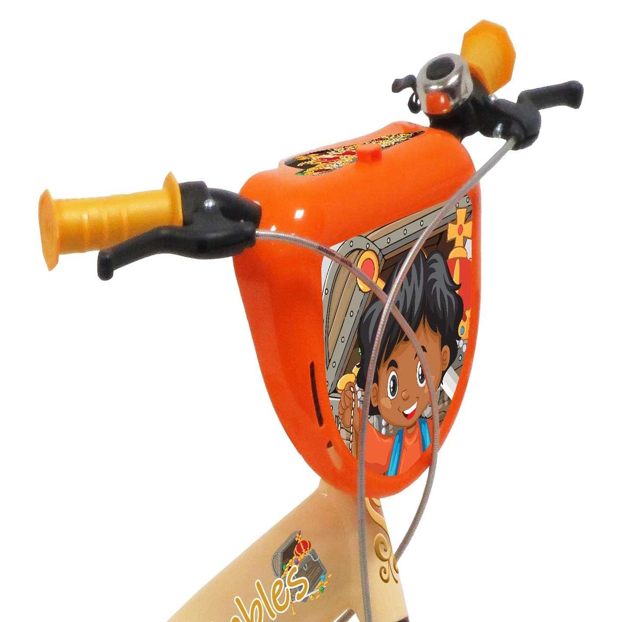 Voir la diapositive 3 : Vélo enfant - Modèle 16'' Prince des sables pour enfant de 105/120 cm avec stabilisateurs - Plaque décorative avant - Porte bidon - 2 freins