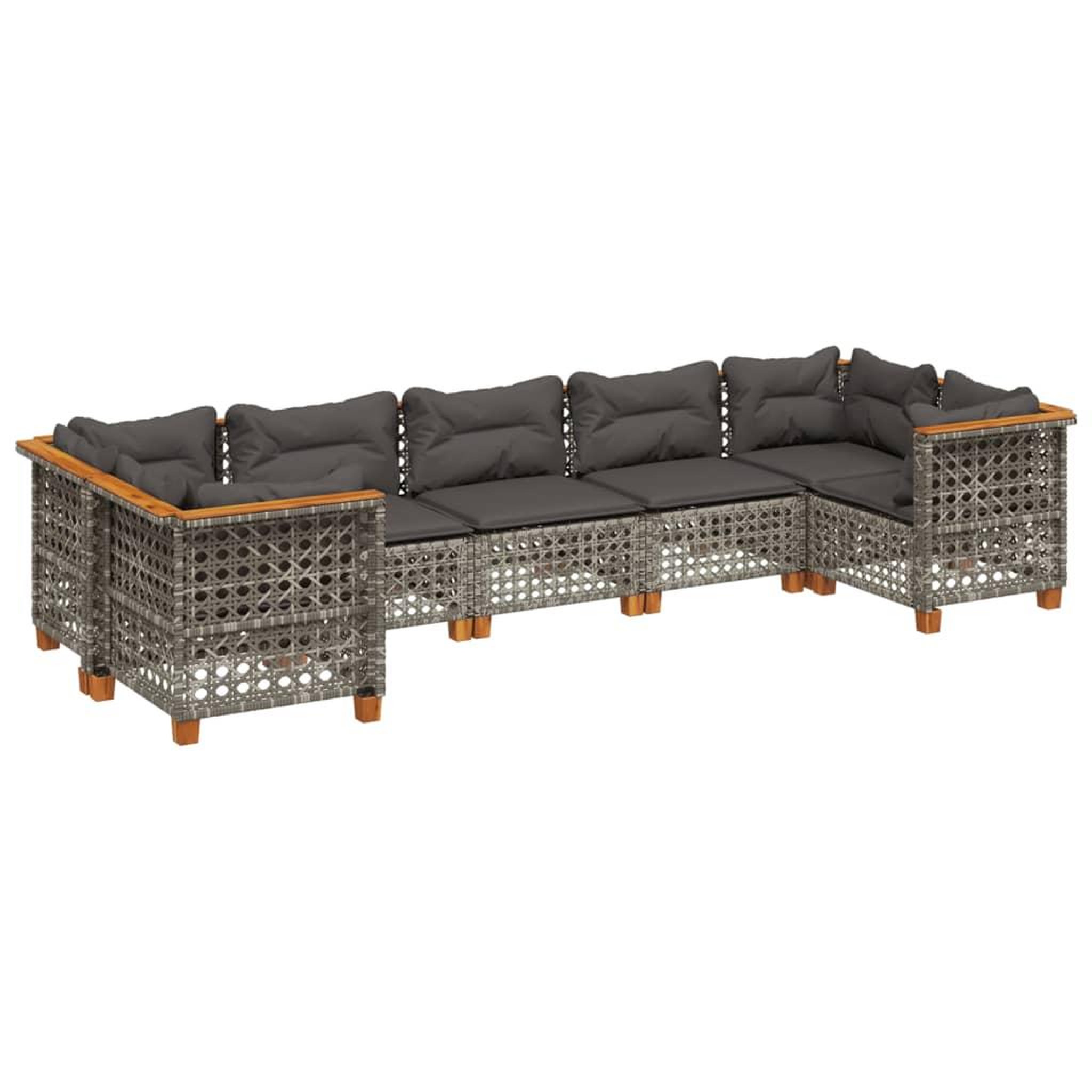 Voir la diapositive 2 : VIDAXL Salon de jardin avec coussins 7 pcs gris resine tressee