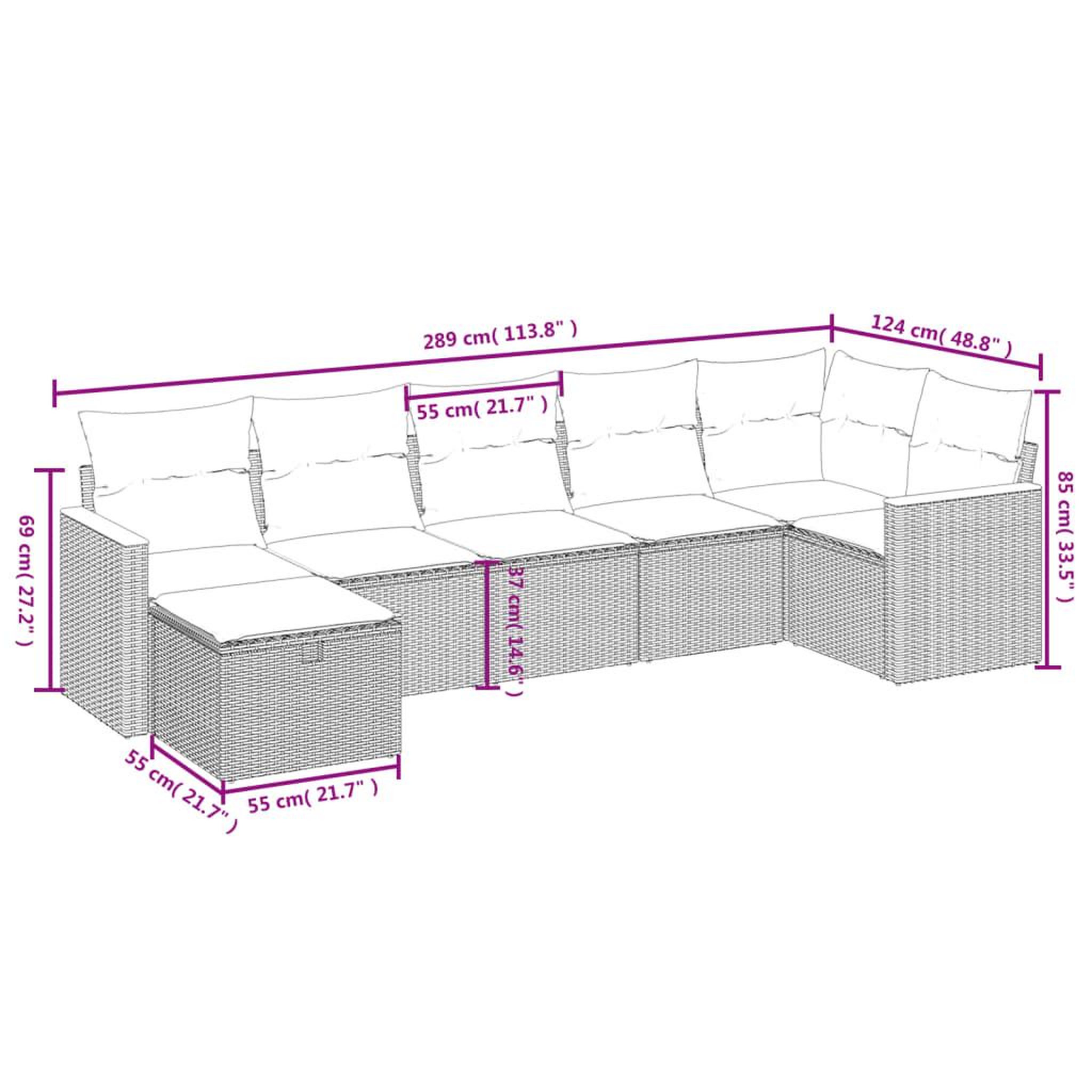 Voir la diapositive 3 : VIDAXL Salon de jardin 7 pcs avec coussins noir resine tressee