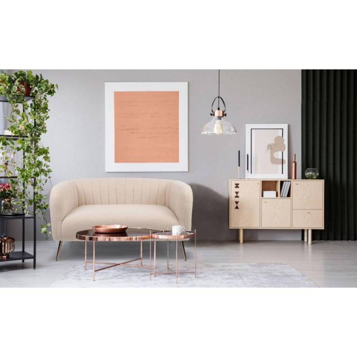 Paris Prix Canapé 2 Places Bouclette  Reuben  128cm Beige