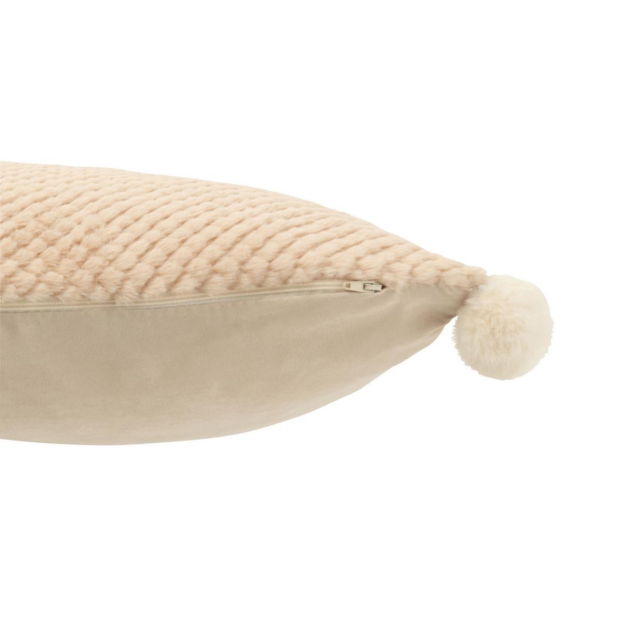Voir la diapositive 3 : J-LINE Coussin déco à pompons  ulysse  45x45cm beige