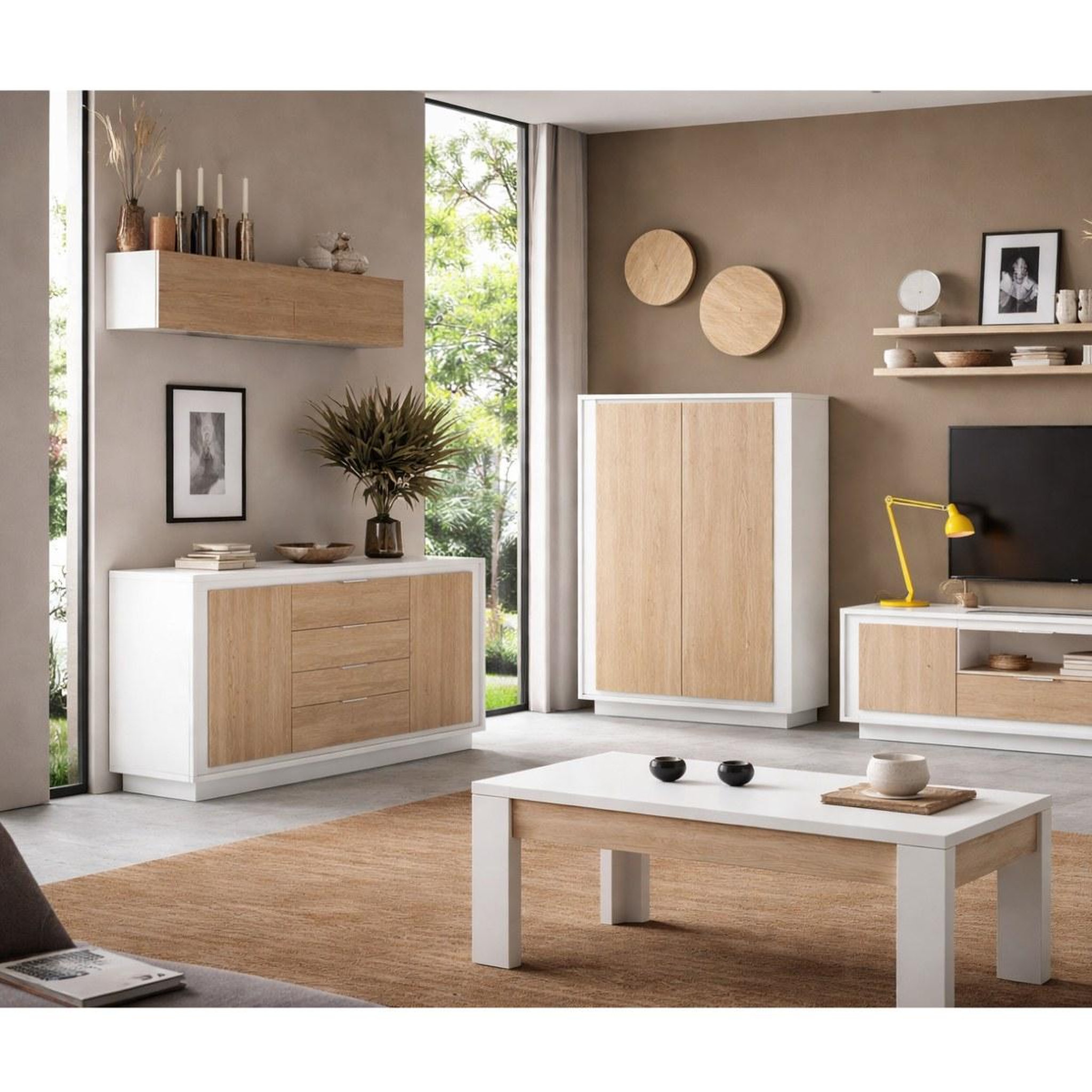 Voir la diapositive 5 : JLC KREATION Argentier-bar contemporain 2 portes bois et blanc yori