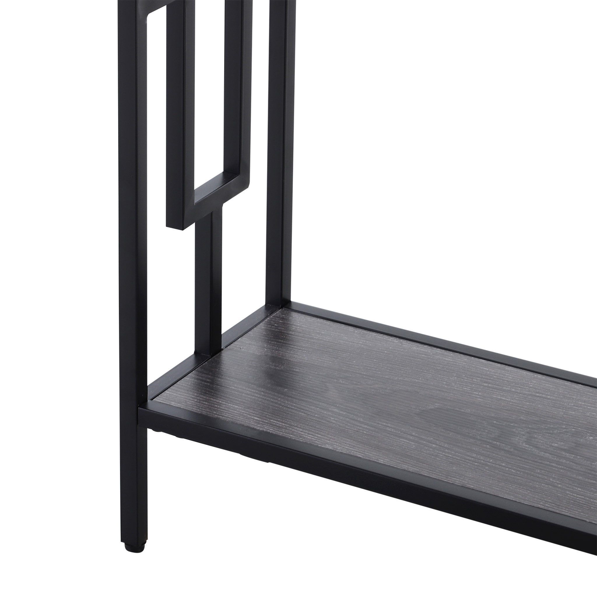 Voir la diapositive 4 : HOMCOM Console table d'appoint design industriel dim. 106L x 23l x 76H cm étagère acier noir panneaux particules bois gris