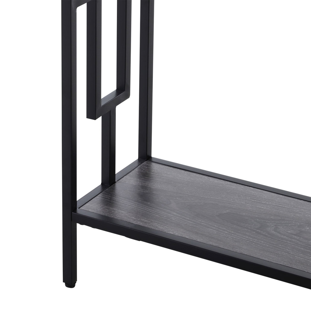 HOMCOM Console table d'appoint design industriel dim. 106L x 23l x 76H cm étagère acier noir panneaux particules bois gris