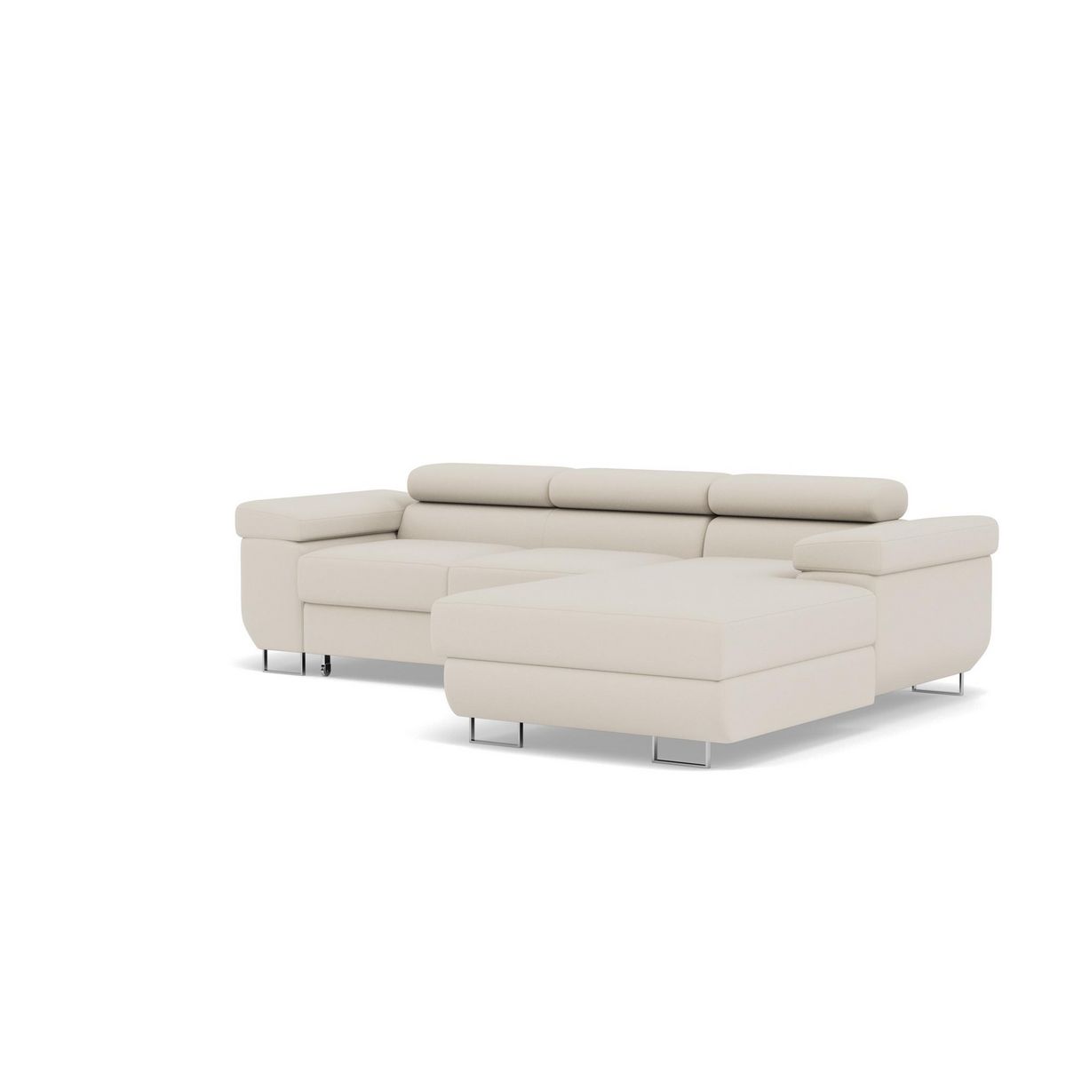 BEST MOBILIER Pablo - canapé d'angle droit - 6 places - convertible avec coffre et têtières réglables - en velours