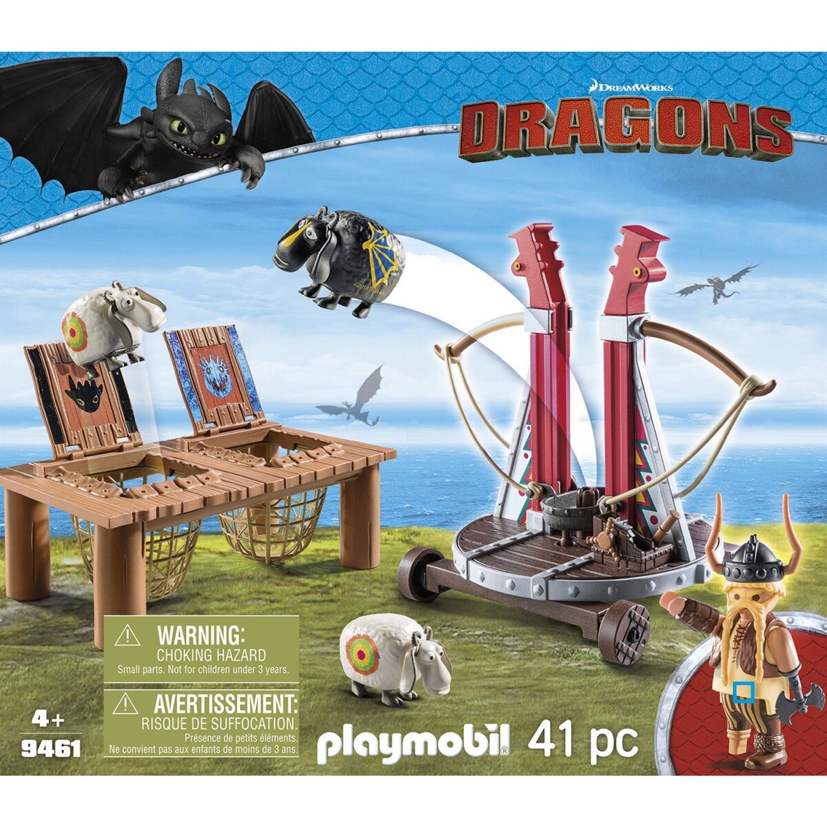 PLAYMOBIL 9461 - Dragons - Gueulfor avec baliste lance-mouton 