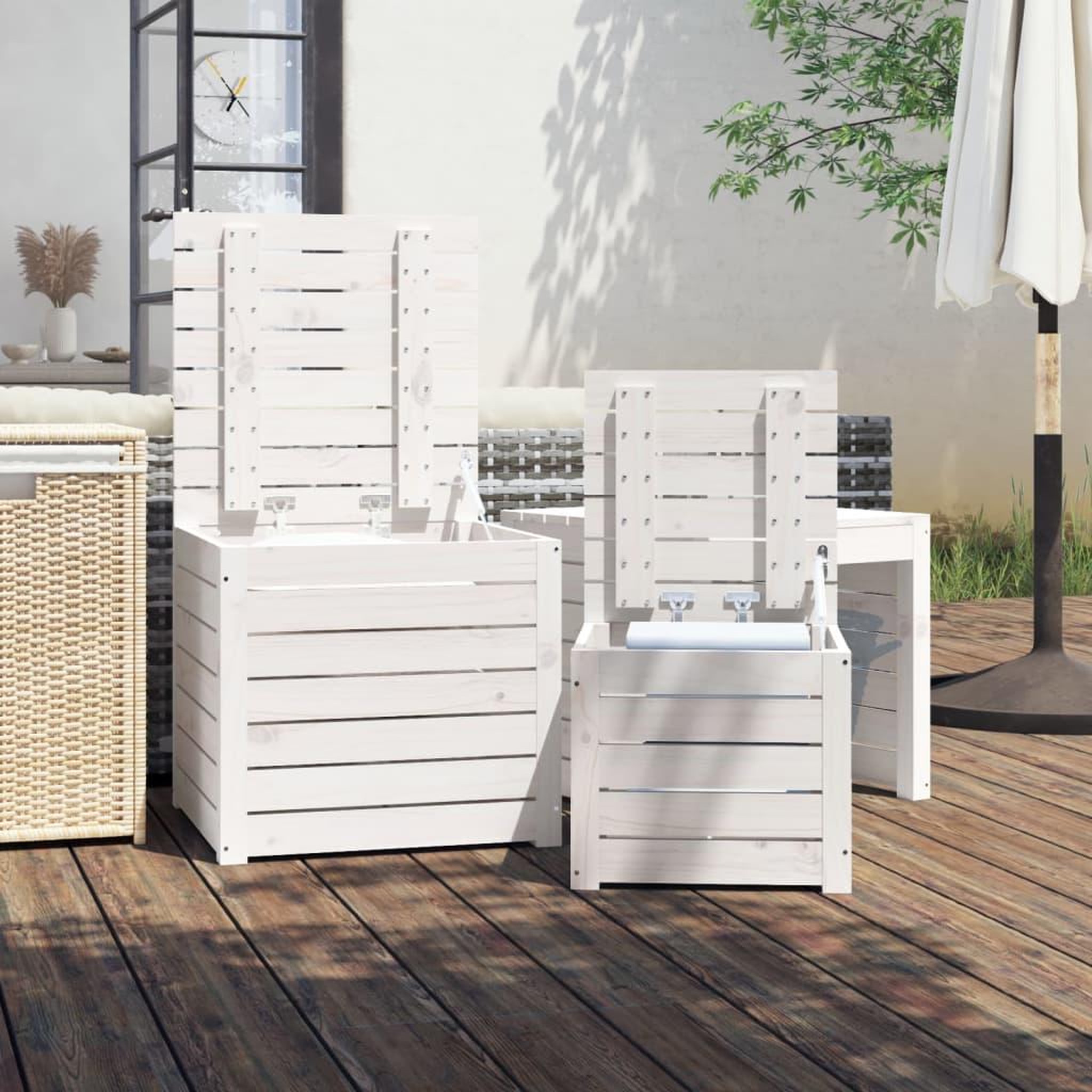 Voir la diapositive 3 : VIDAXL Ensemble de boîtes de jardin 3 pcs blanc bois de pin massif