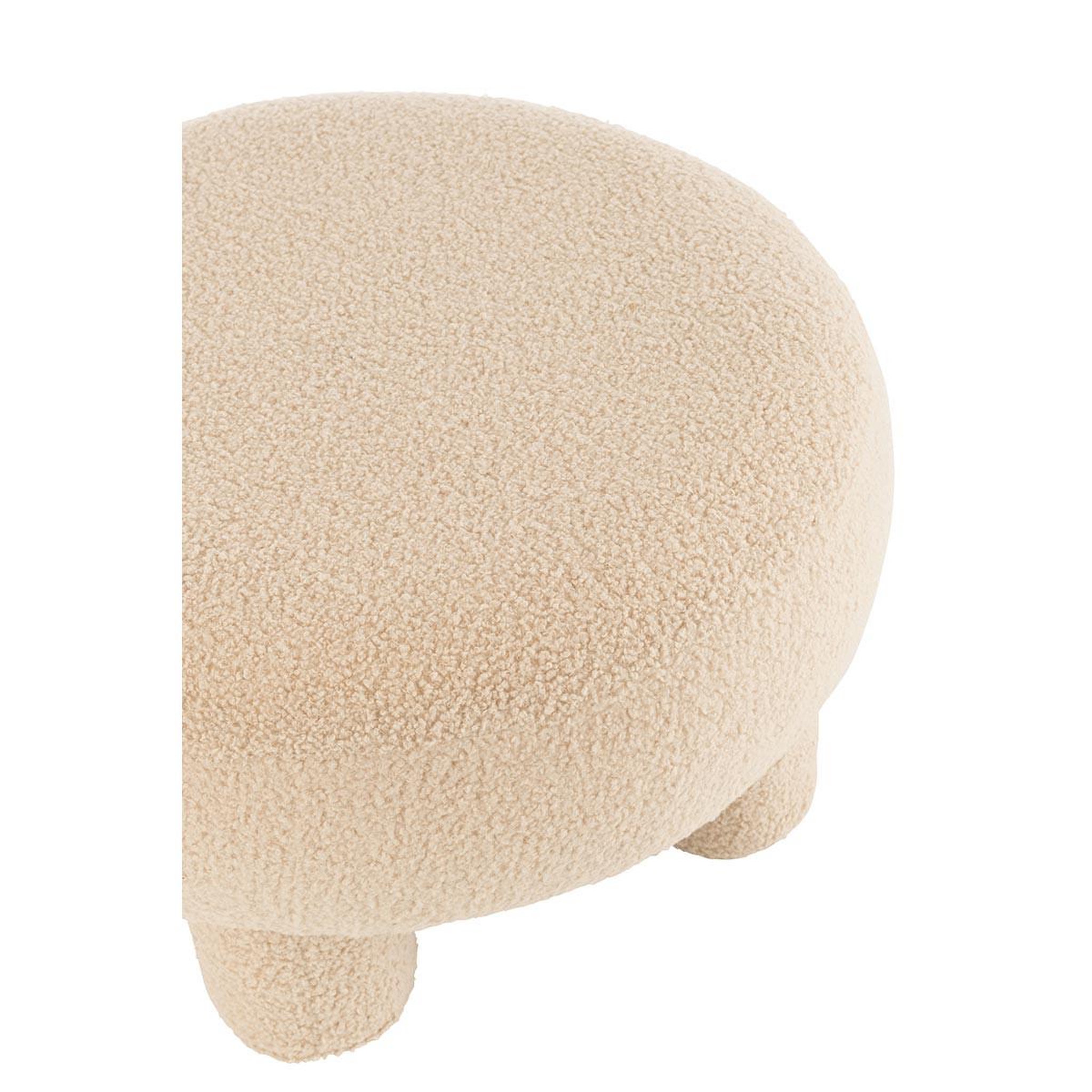 Voir la diapositive 3 : J-LINE Pouf rond bouclette  teddy  52cm beige