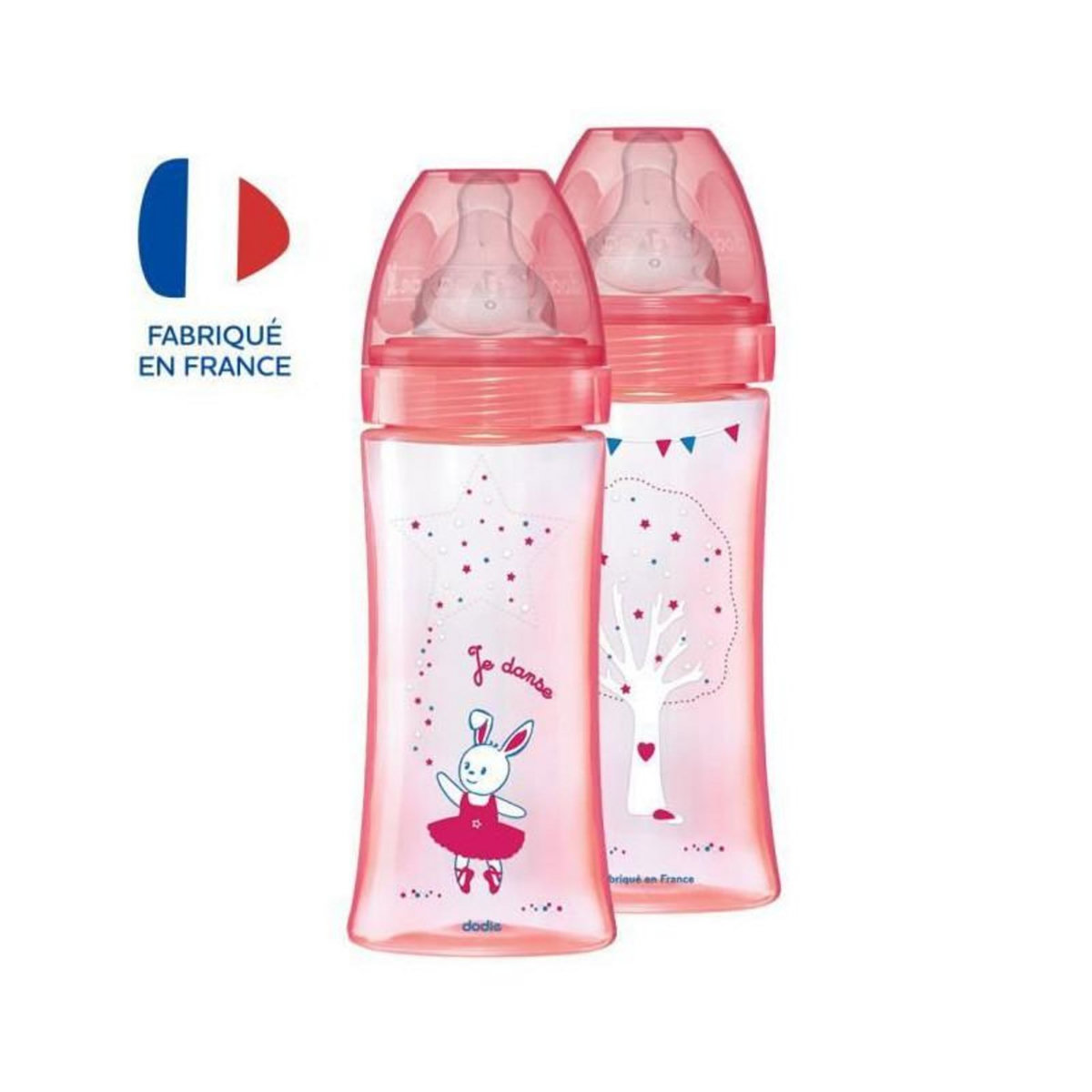 DODIE Dodie - Lot de 2 Biberons Initiation+ 330ml Fille